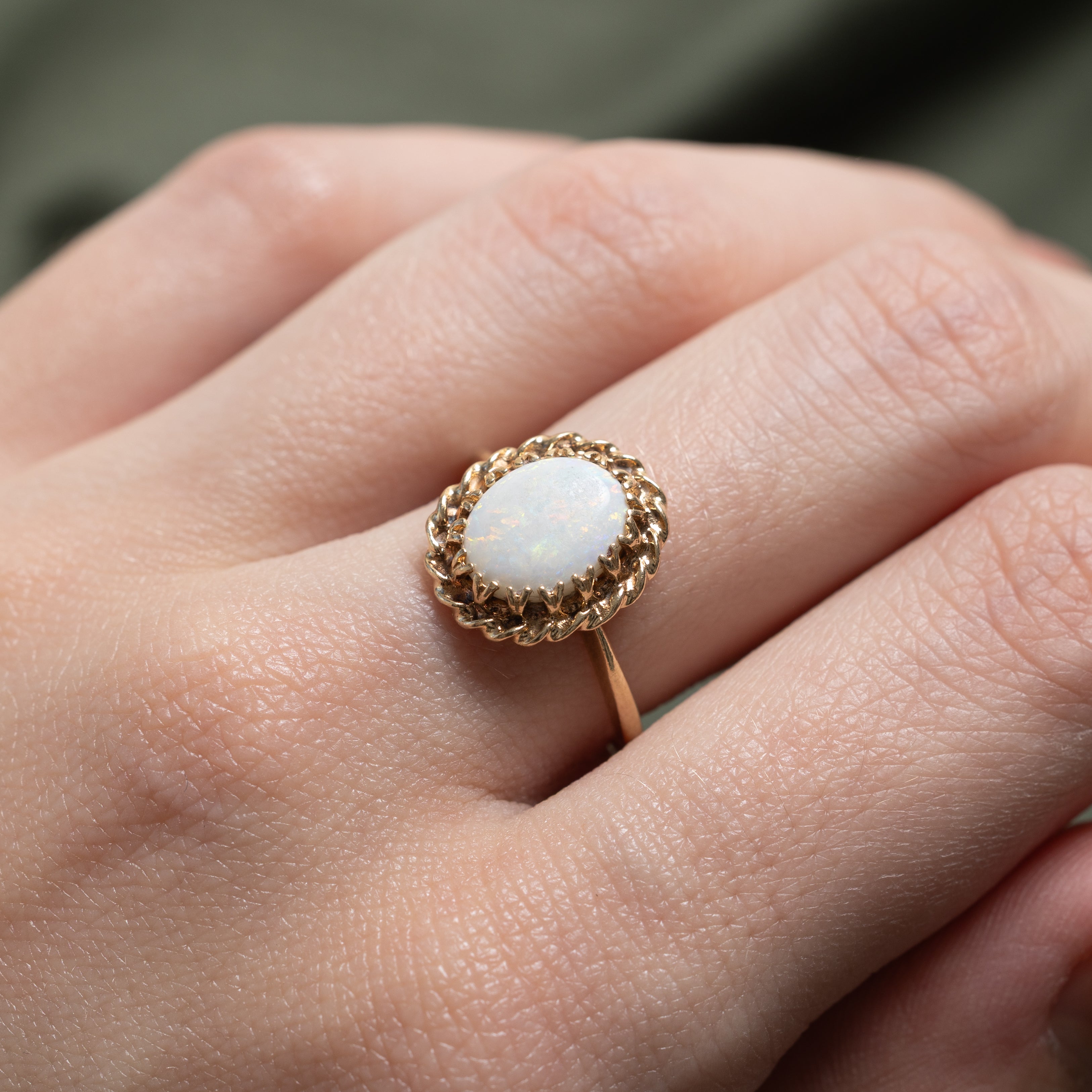 Cabochon Opal Rope Framed Ring | 1.10ct | SZ 6