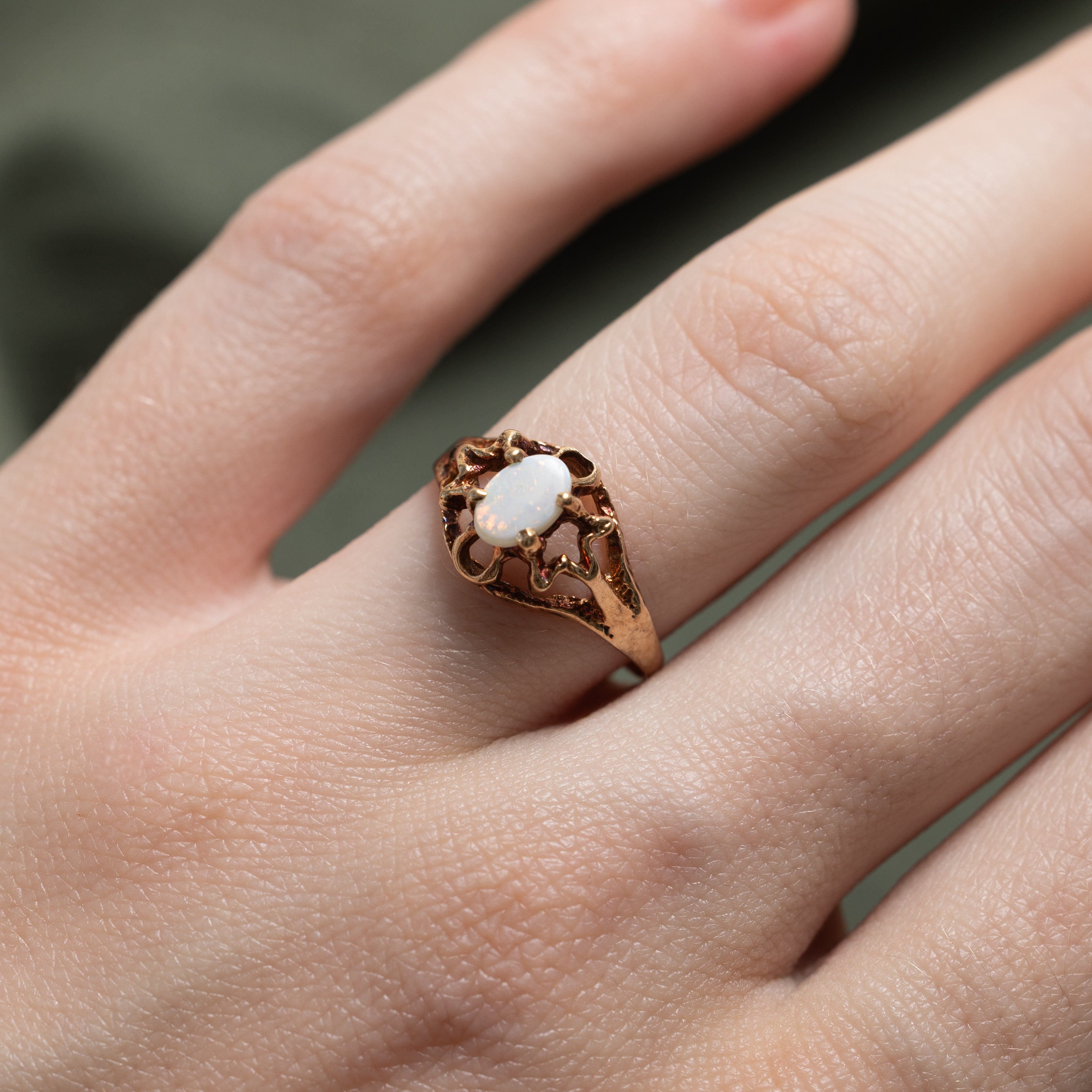 Cabochon Opal Openwork Ring | 0.22ct | SZ 5.75