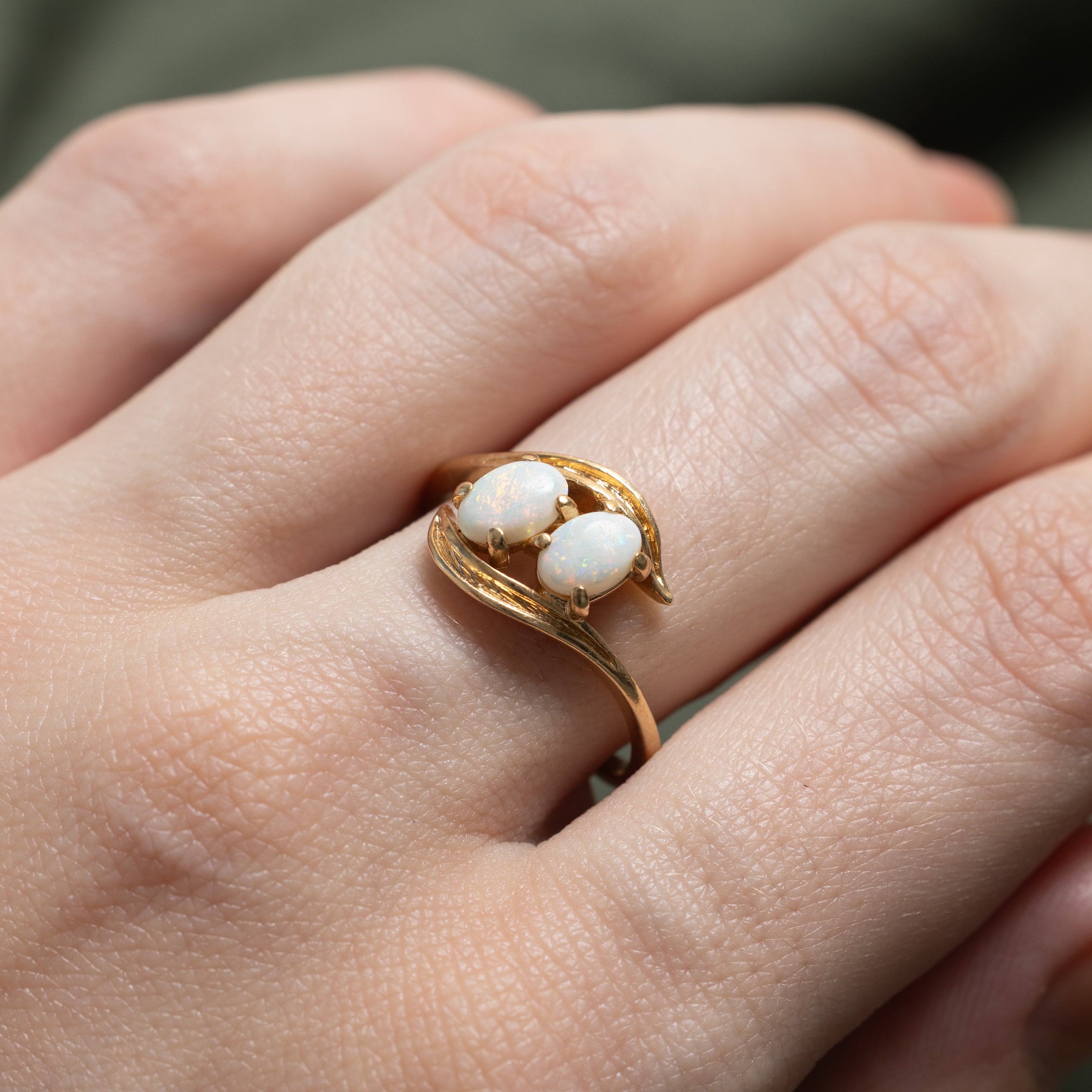 Two Stone Opal Bypass Ring | 0.92ctw | SZ 6.25