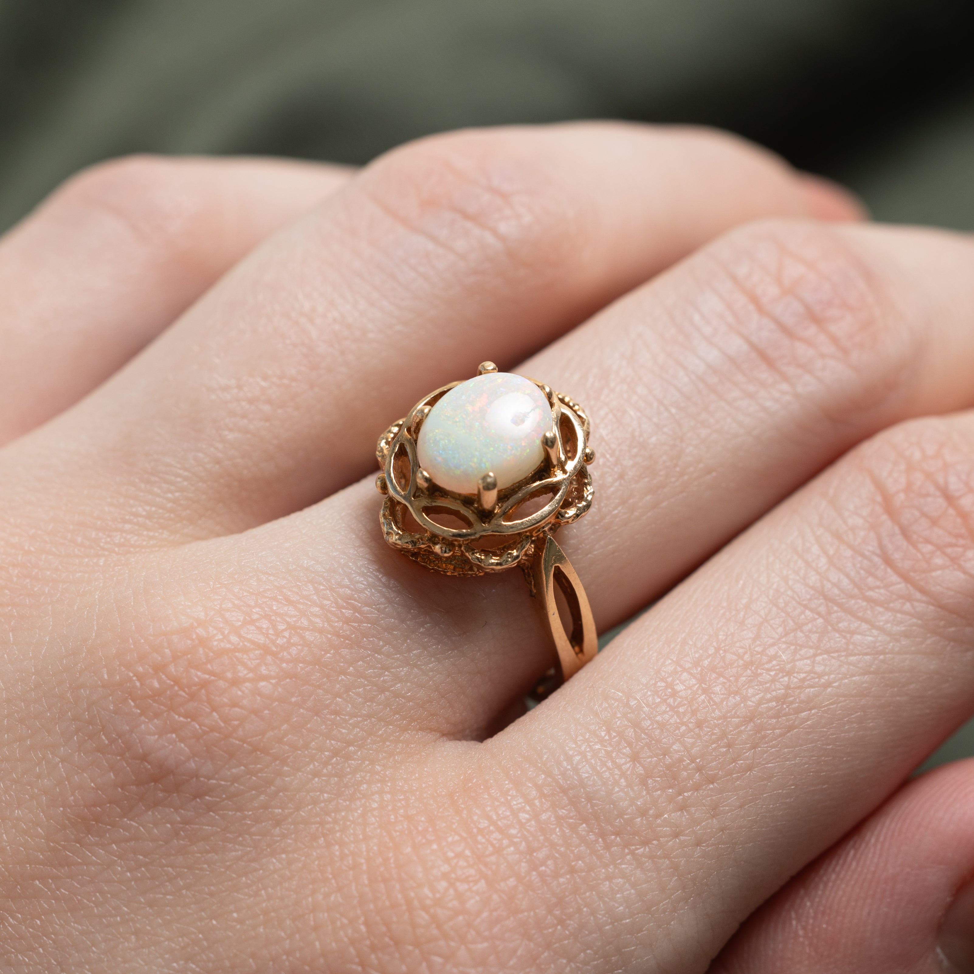 Cabochon Opal Openwork Ring | 1.30ct | SZ 7