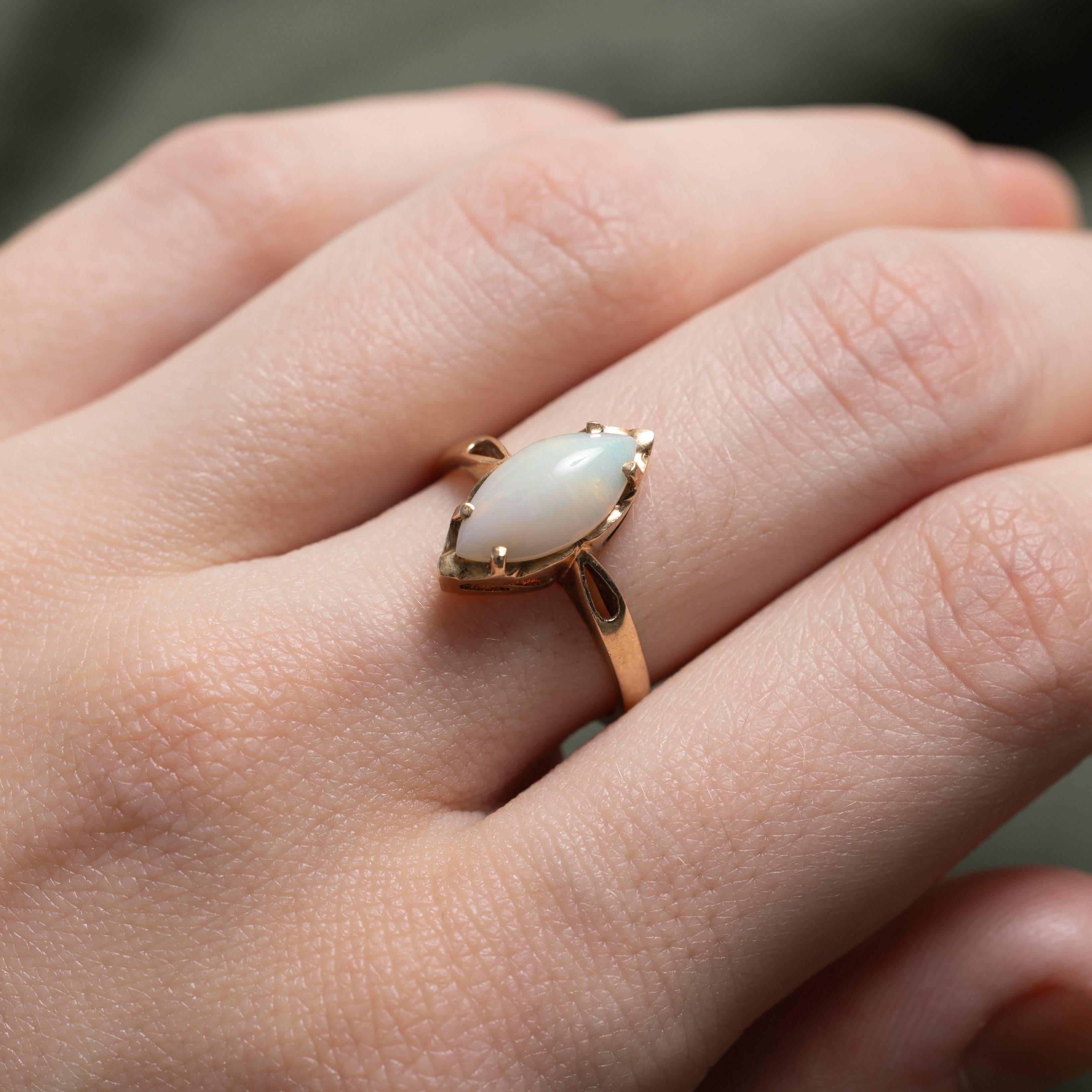 Cabochon Opal Navette Ring | 1.30ct | SZ 6