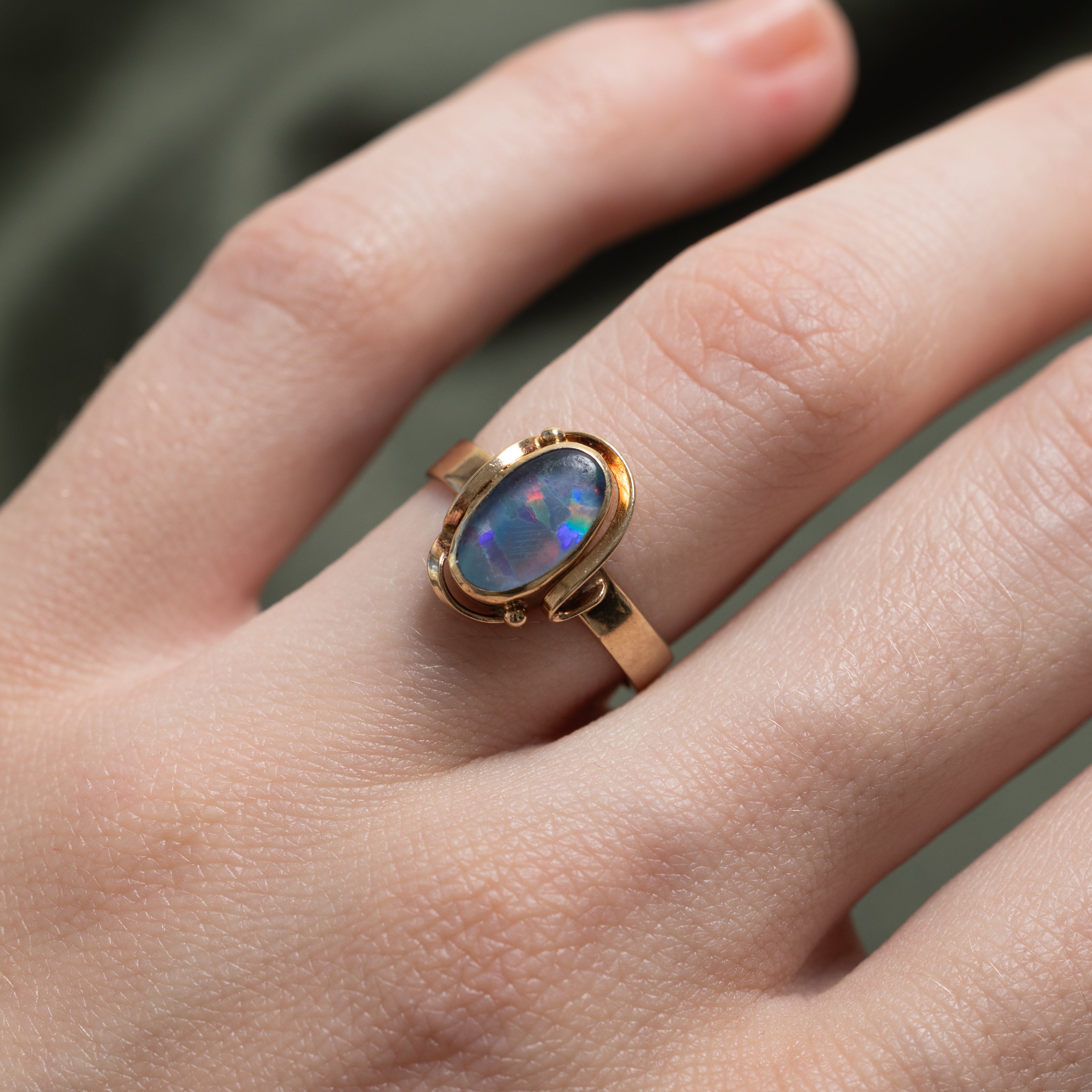 Bezel Set Oval Cabochon Opal Ring | 0.65ct | SZ 5