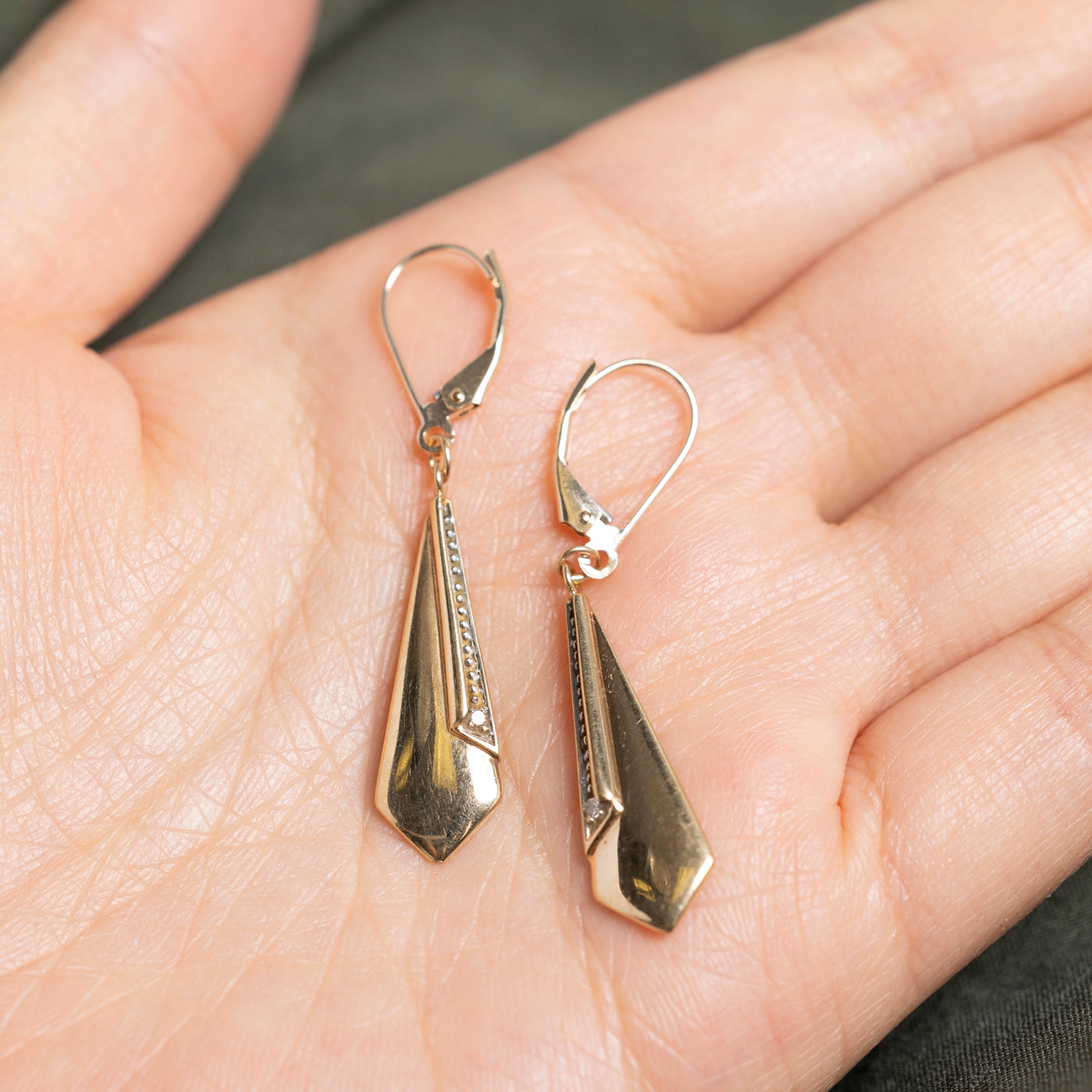 Yellow Gold Diamond Drop Earrings | 0.02ct