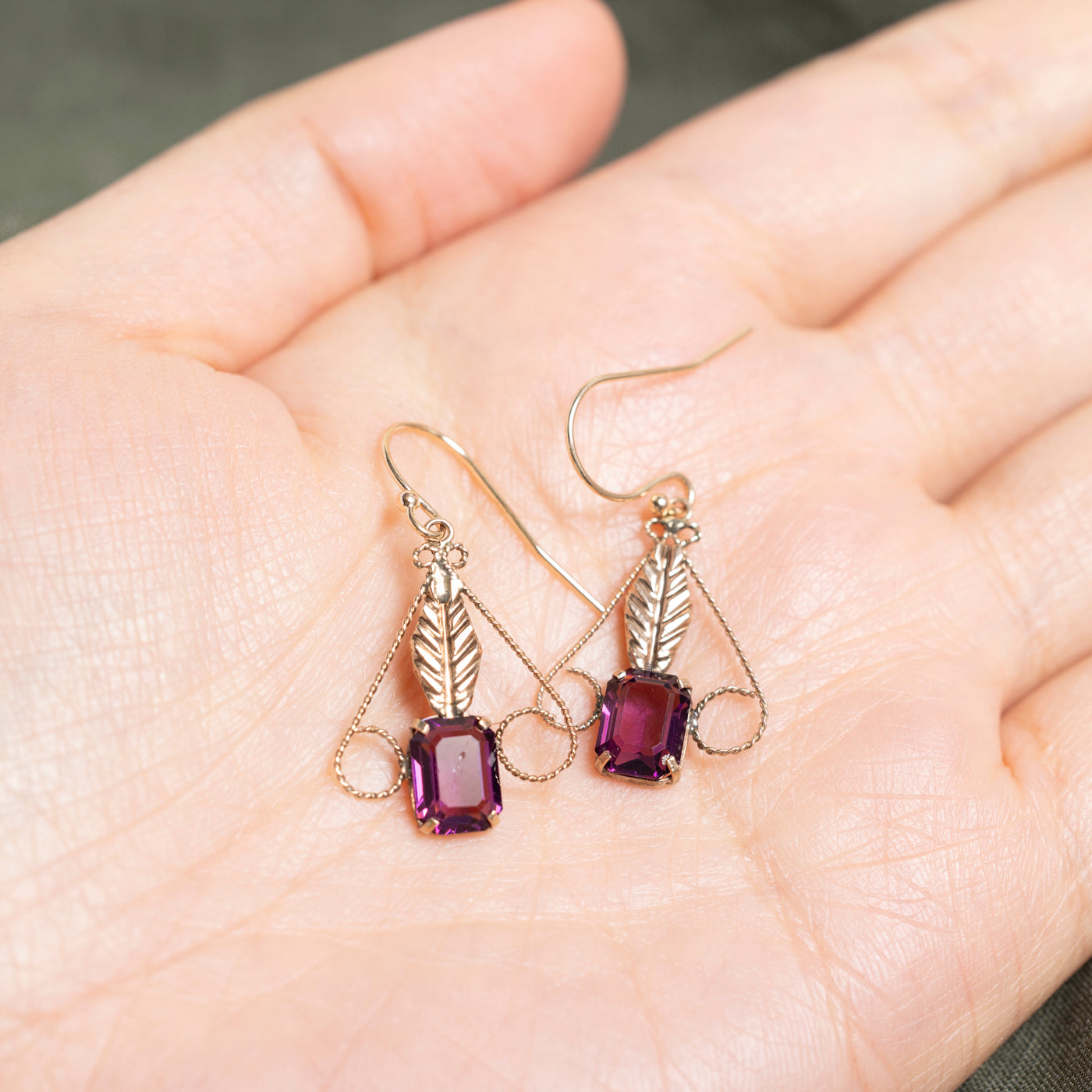 Solitaire Pasté Glass Leaf Drop Earrings | 3.00ct