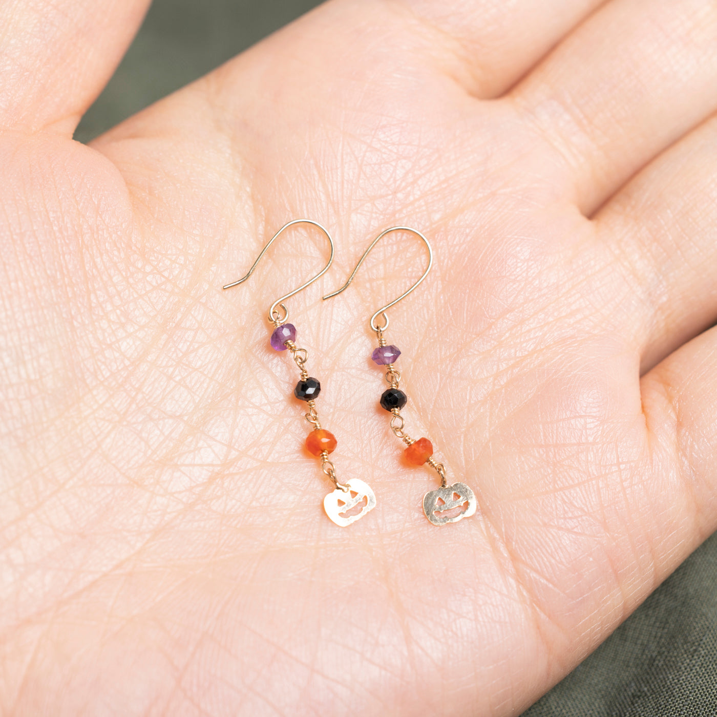 Bead Cut Amethyst & Chalcedony Pumpkin Drop Earrings | 0.50ctw