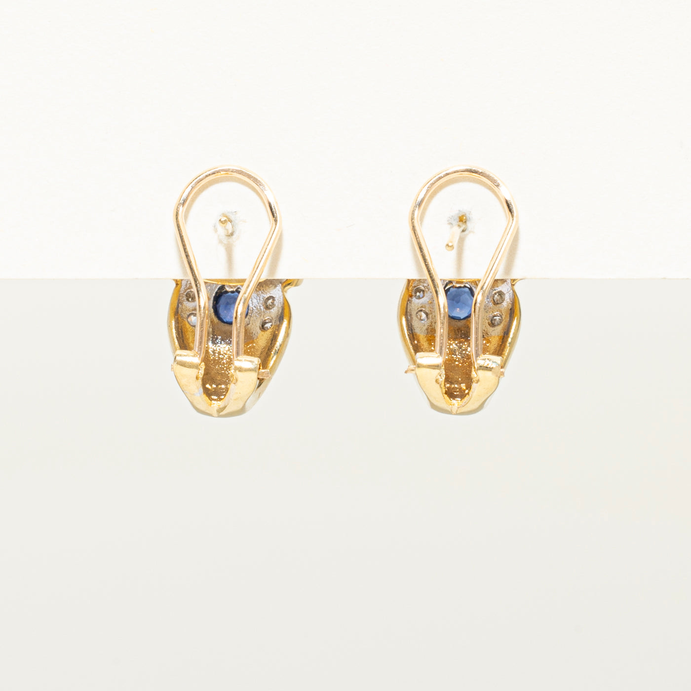 18k Cabochon Sapphire & Diamond Floral Huggie Earrings | 1.20ct, 0.12ct