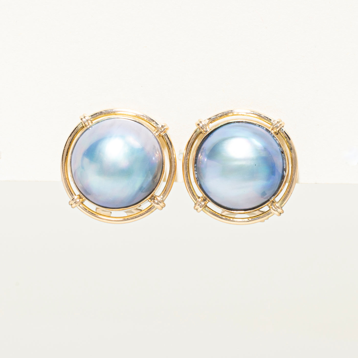 Yellow Gold Mabé Pearl Stud Earrings