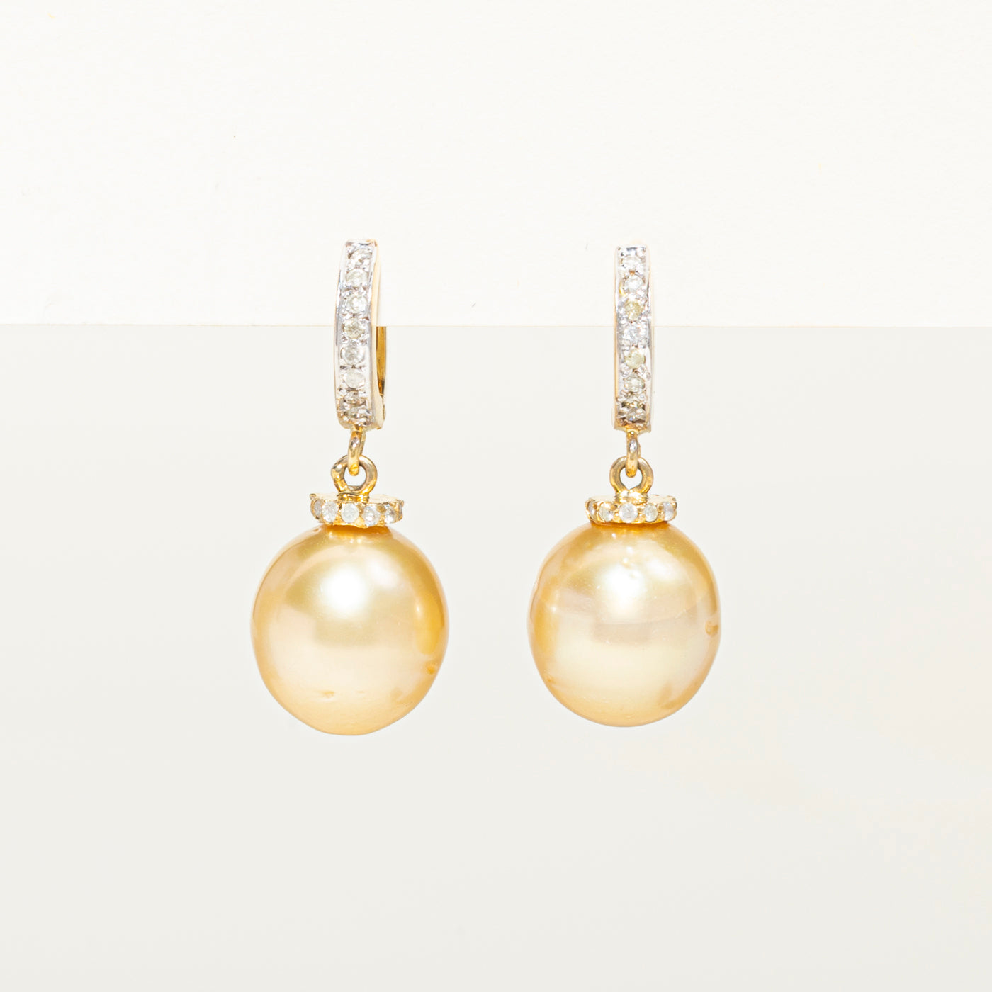 Pearl & Diamond Huggie Drop Earrings | 0.28ct