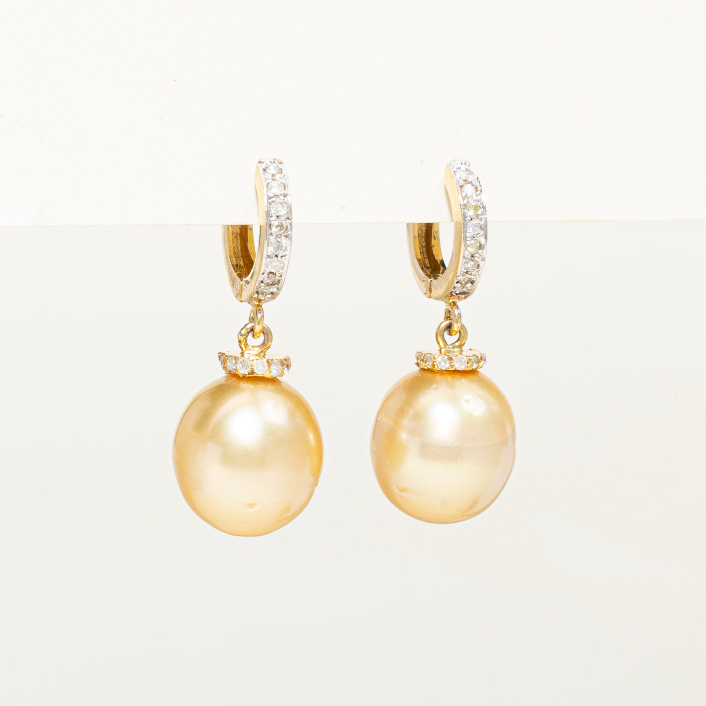 Pearl & Diamond Huggie Drop Earrings | 0.28ct