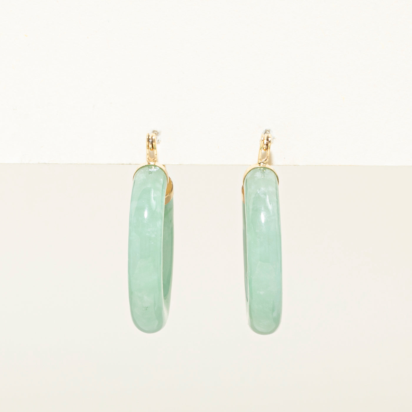 Yellow Gold Jadeite Hoop Earrings