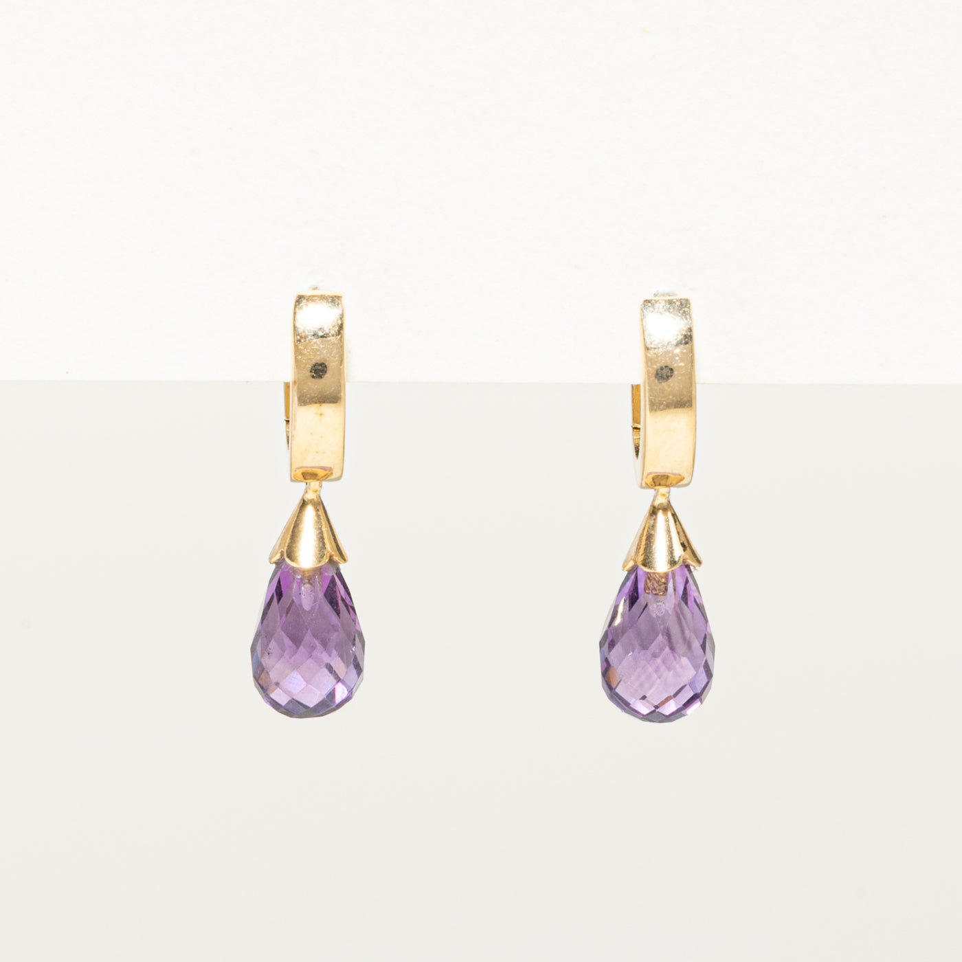18k Amethyst Huggie Drop Earrings | 3.50ctw