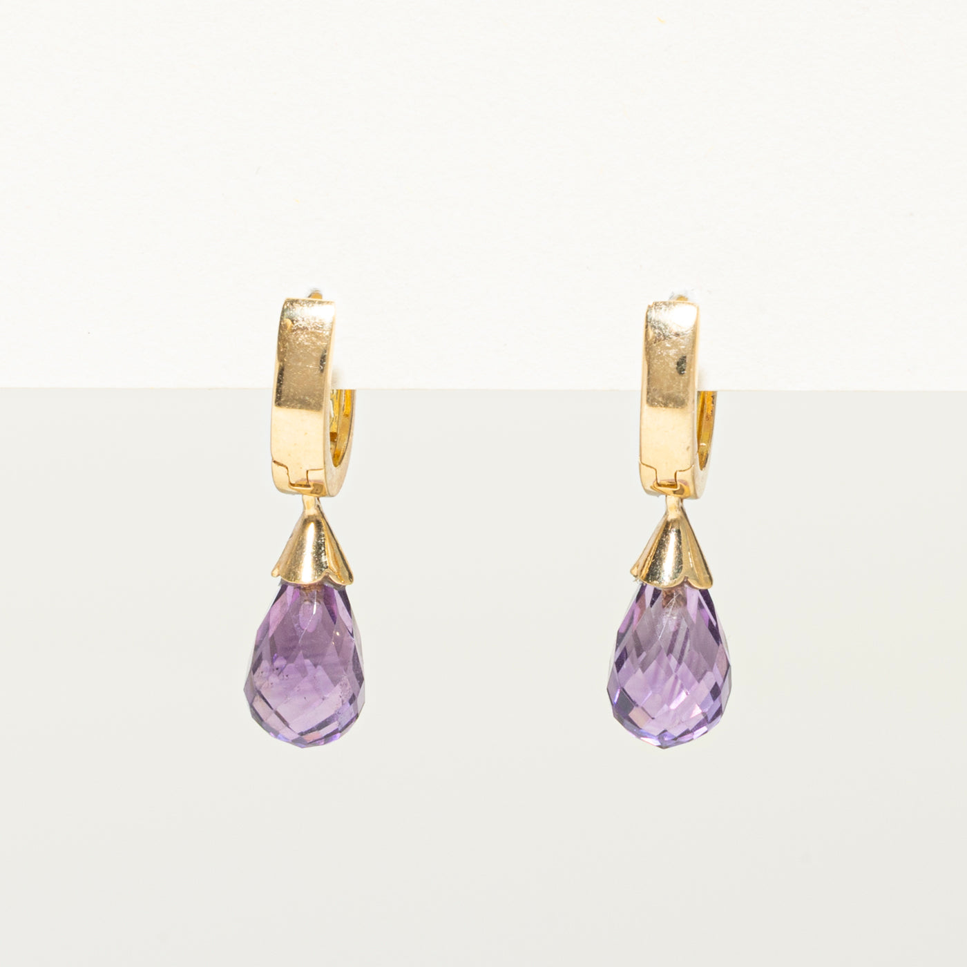 18k Amethyst Huggie Drop Earrings | 3.50ctw