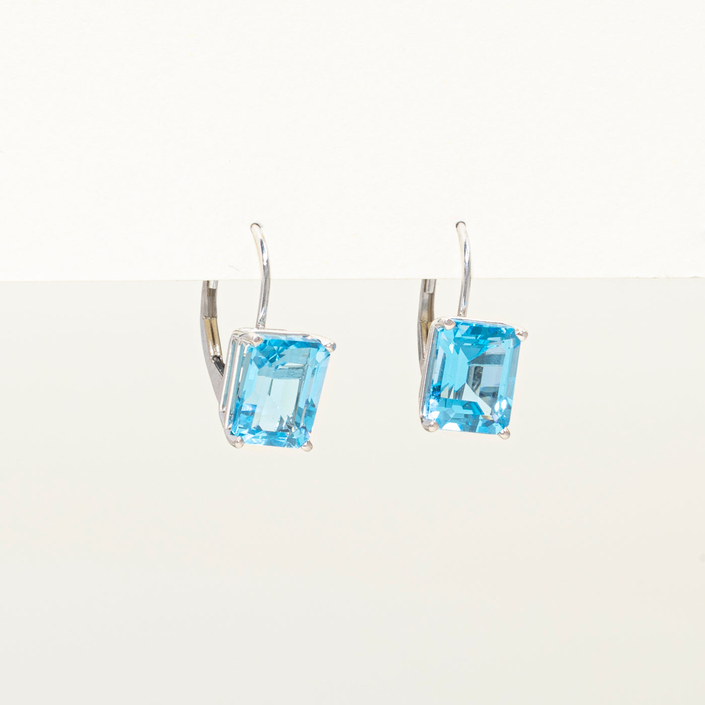 Solitaire Blue Topaz Drop Earrings | 6.00ctw