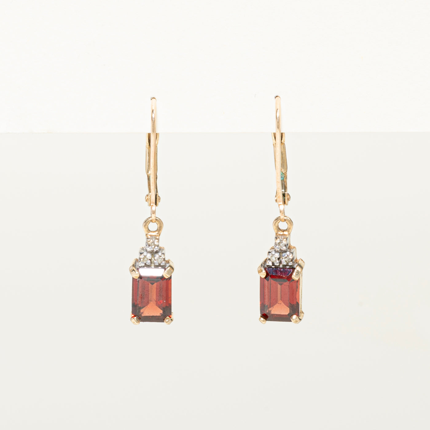 Yellow Gold Garnet & Diamond Drop Earrings | 2.70ctw, 0.03ct