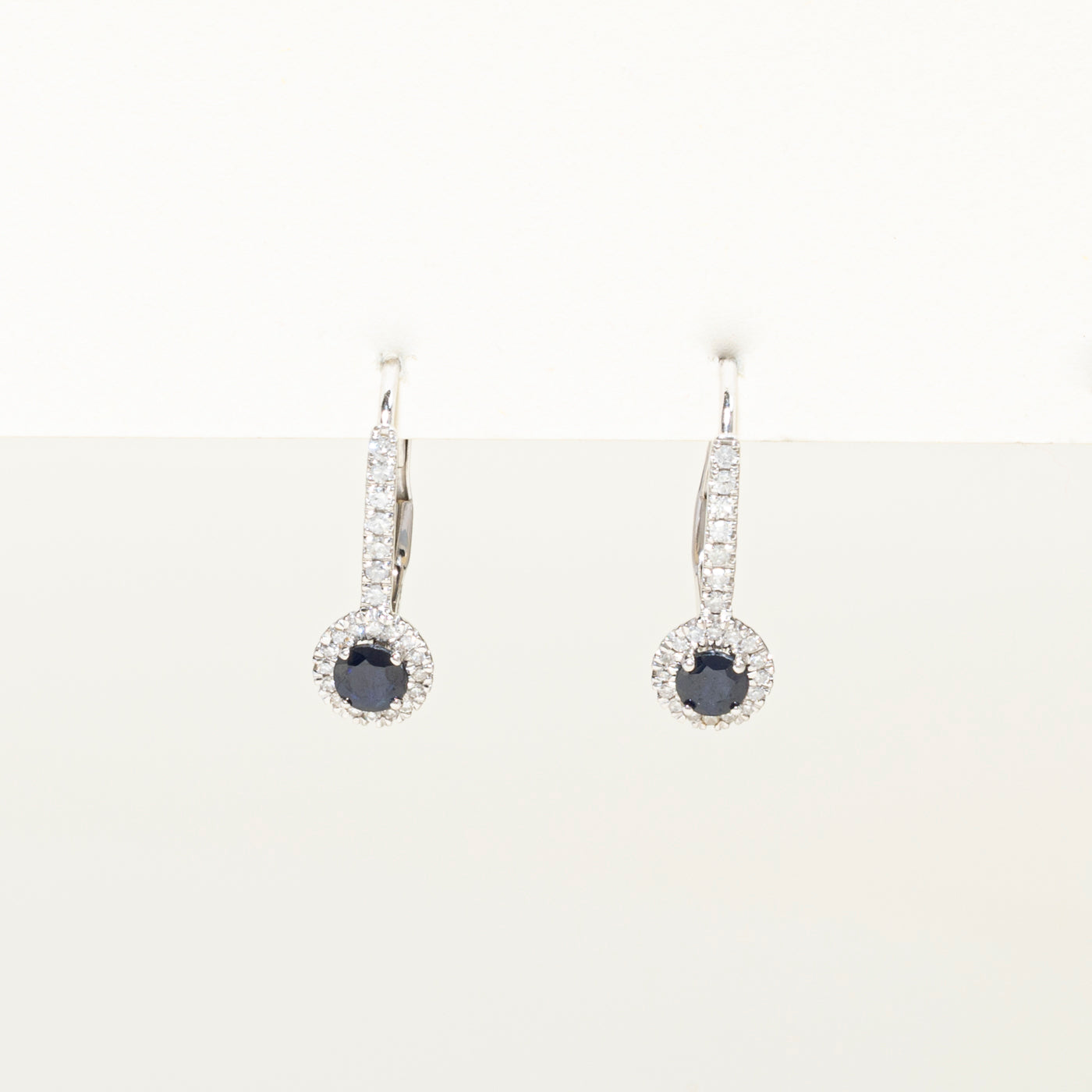 Sapphire & Diamond Halo Drop Earrings | 0.46ctw, 0.20ct