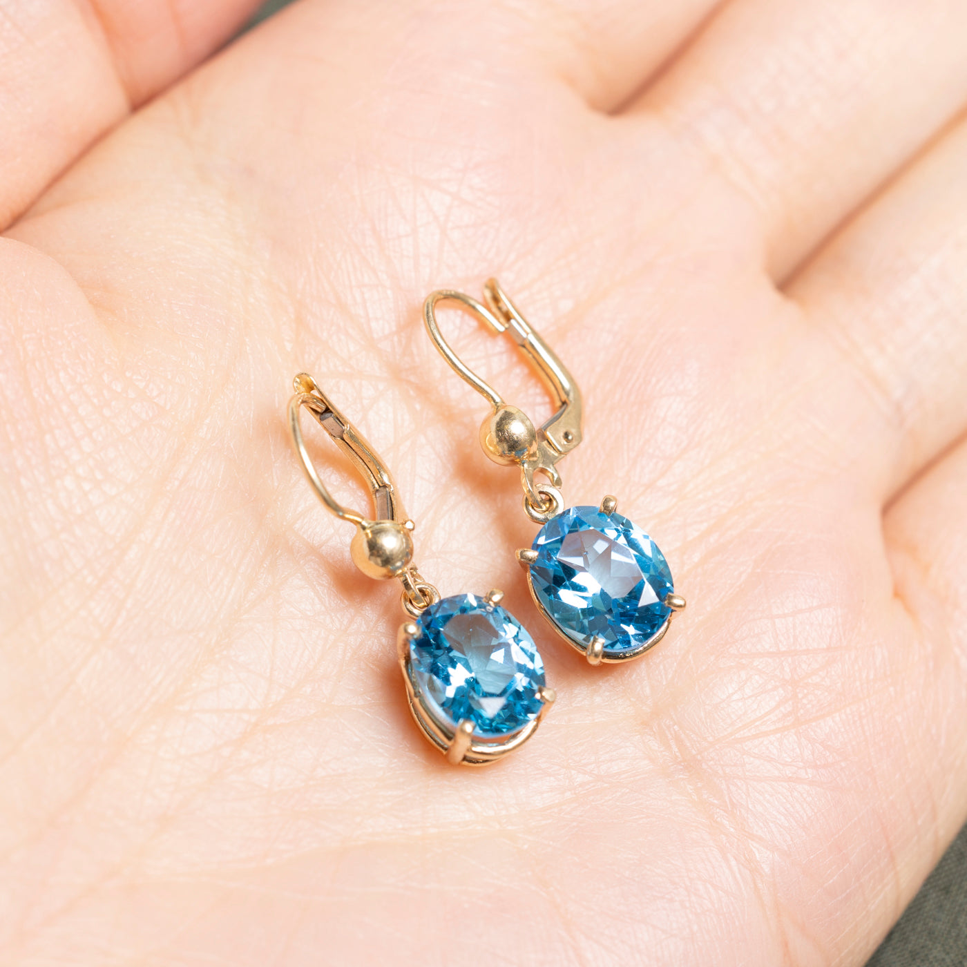 Oval Cut Blue Topaz Drop Earrings | 7.60ctw