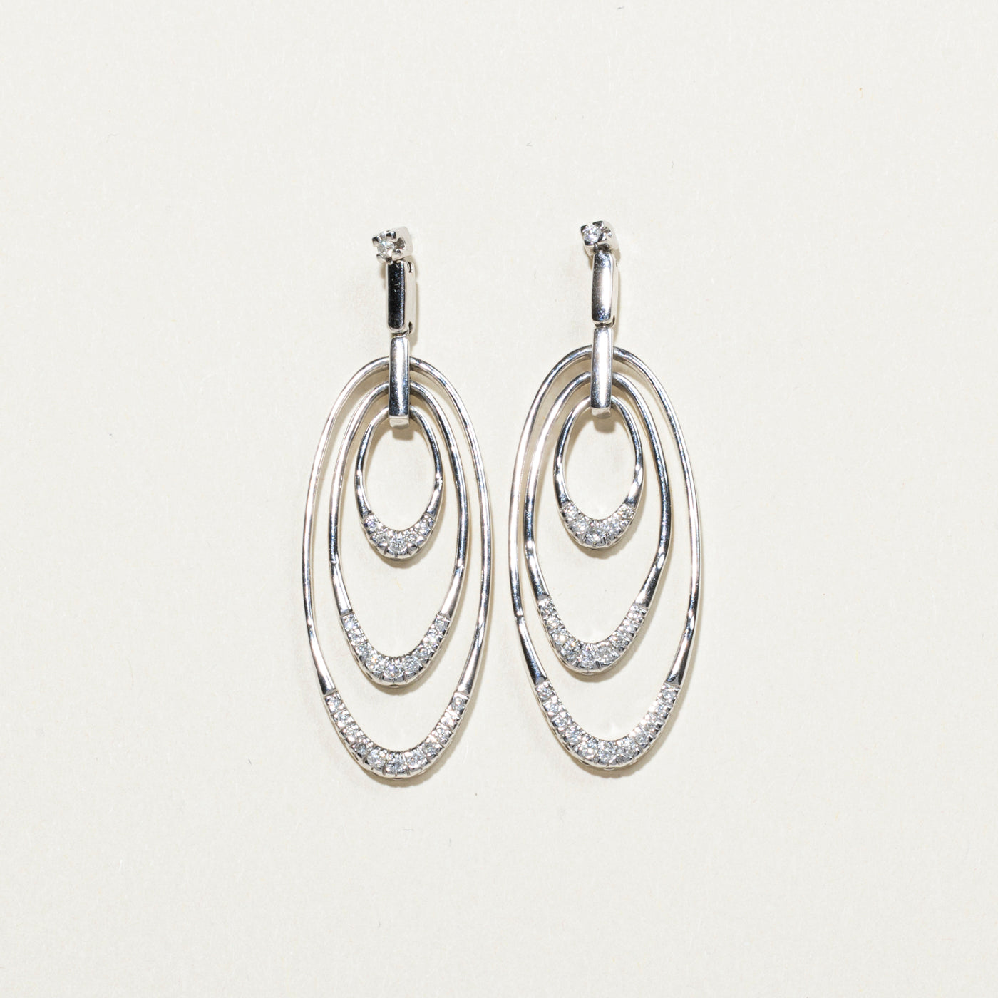 Diamond Oval Drop Earrings | 0.44ctw