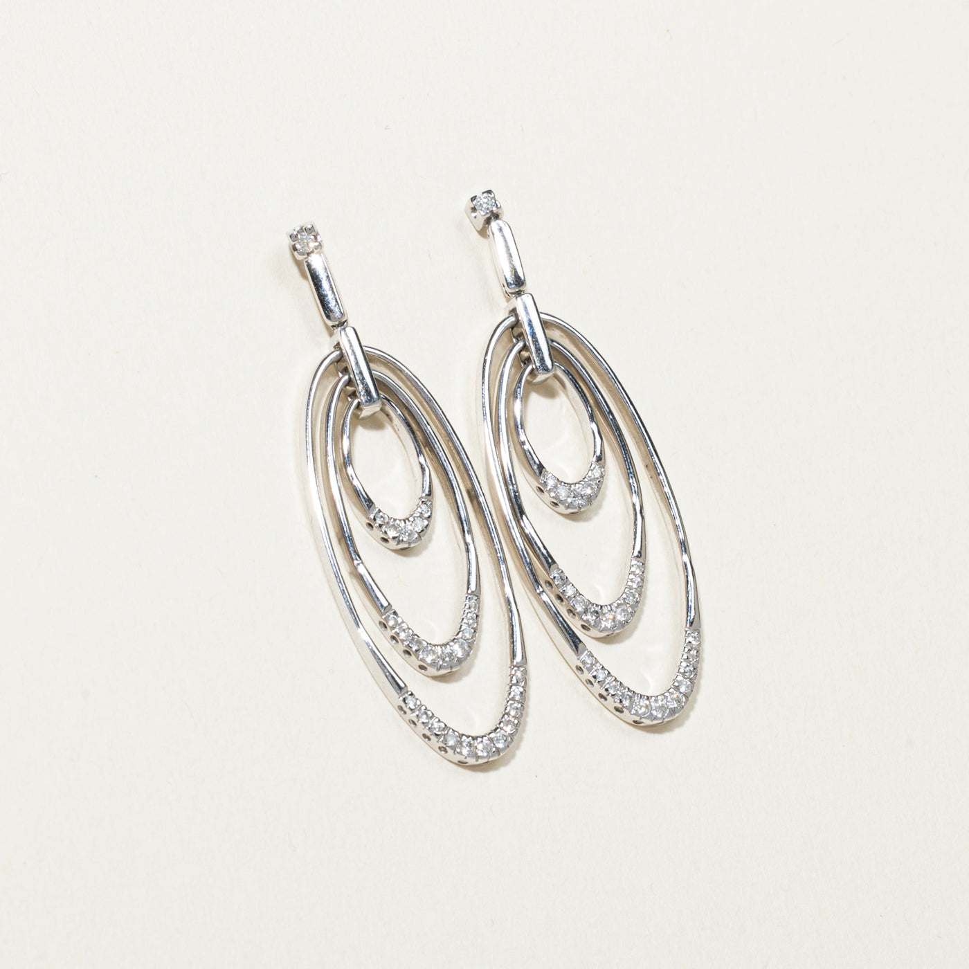 Diamond Oval Drop Earrings | 0.44ctw