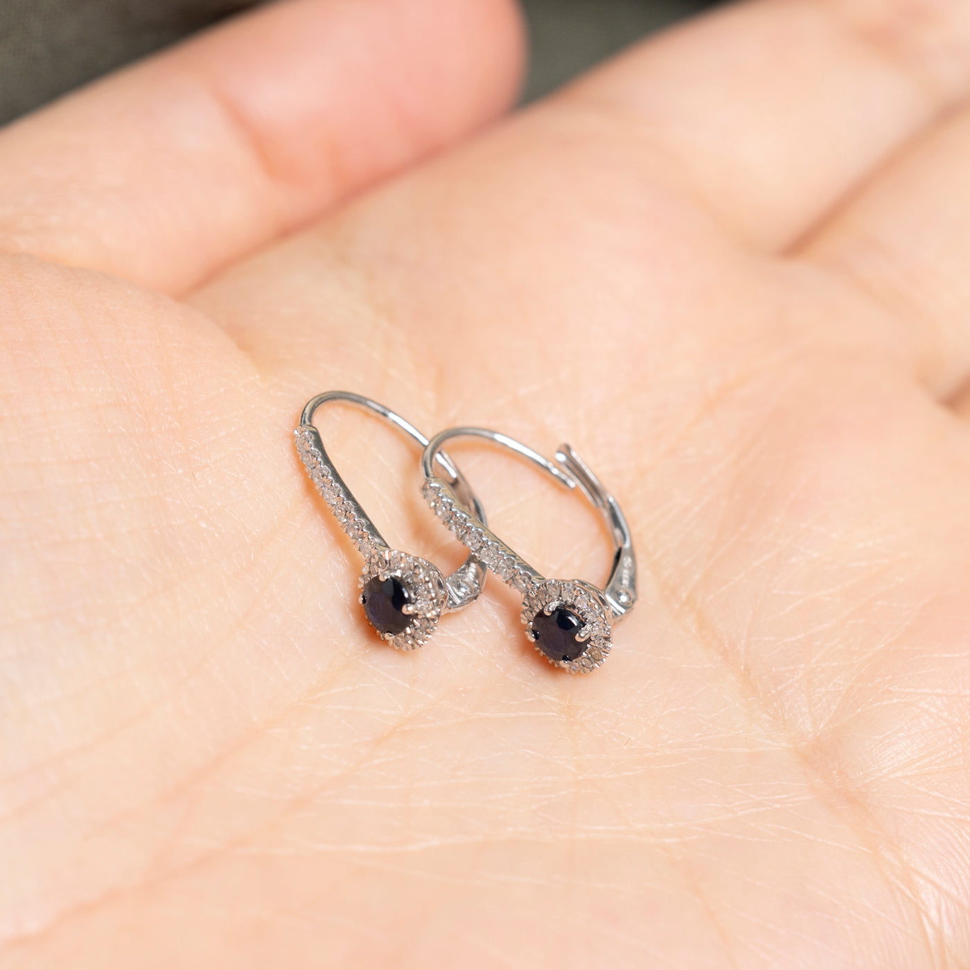 Sapphire & Diamond Halo Drop Earrings | 0.46ctw, 0.20ct