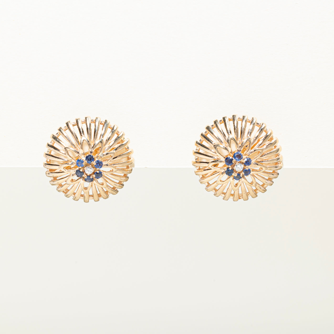 Diamond & Sapphire Starburst Stud Earrings | 0.06ct, 0.50ctw