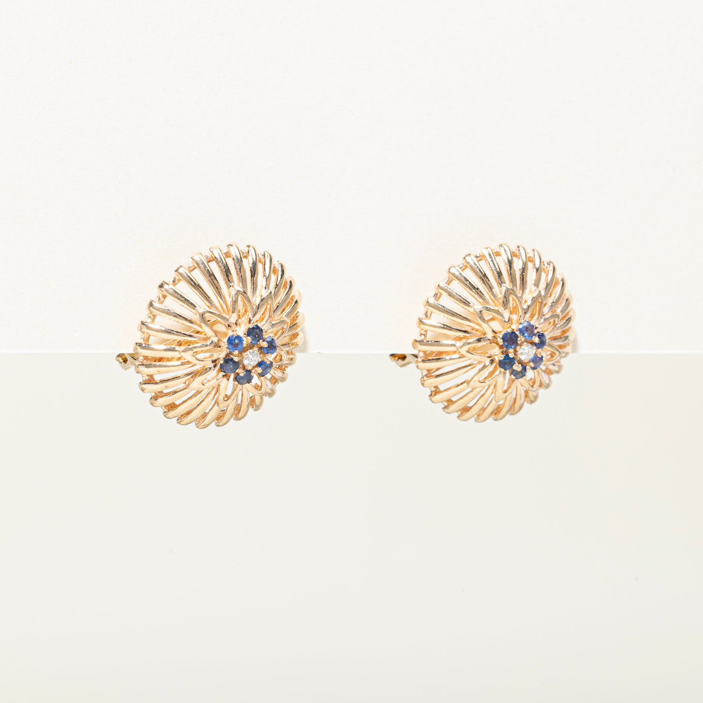 Diamond & Sapphire Starburst Stud Earrings | 0.06ct, 0.50ctw