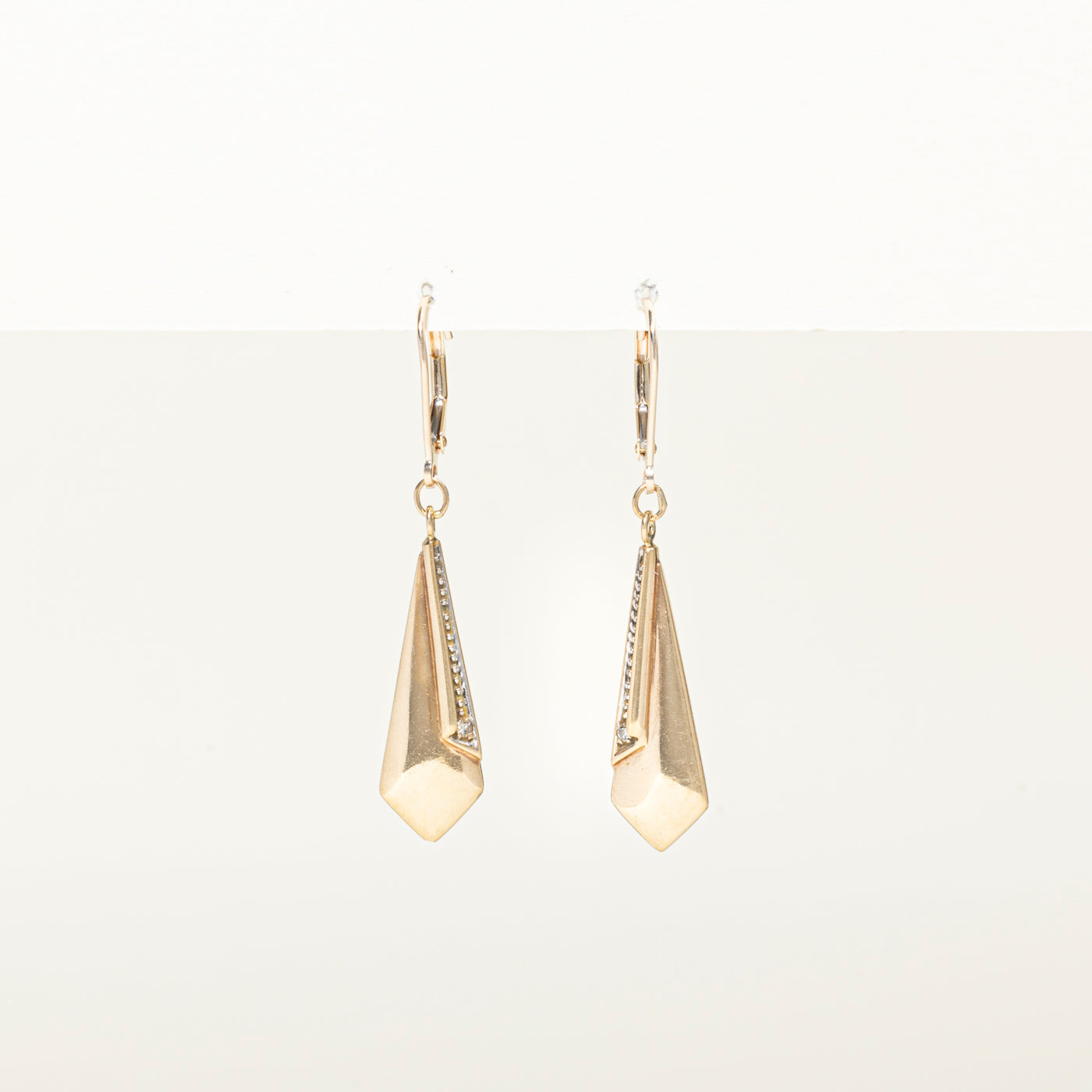 Yellow Gold Diamond Drop Earrings | 0.02ct