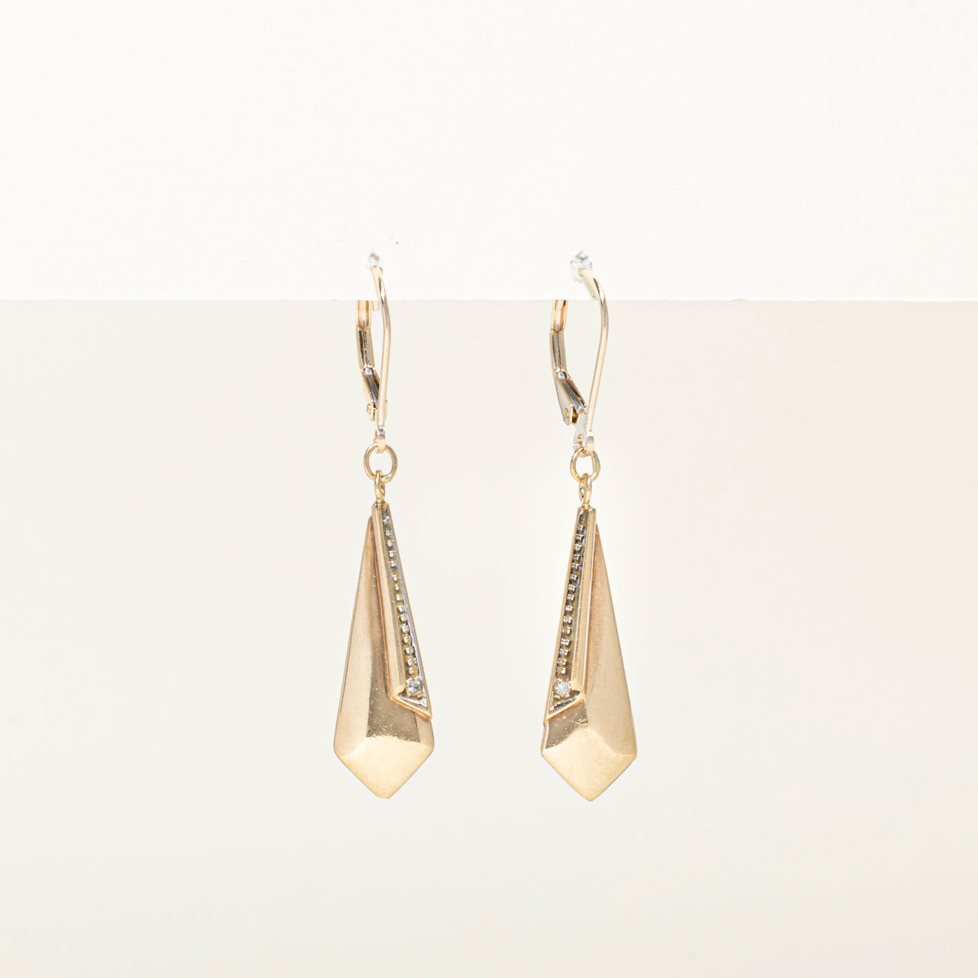 Yellow Gold Diamond Drop Earrings | 0.02ct