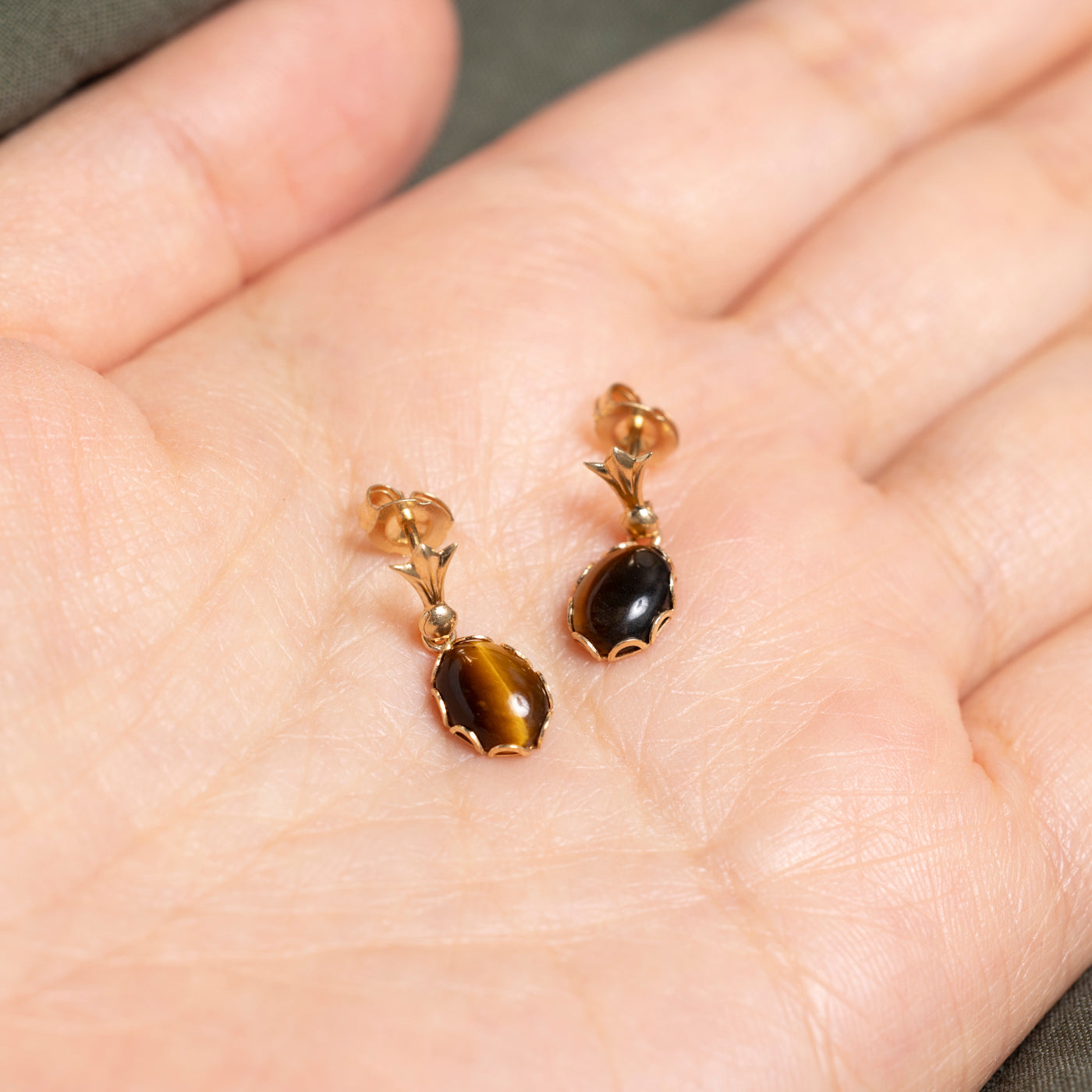 Oval Cut Tigers Eye Drop Earrings | 2.00ctw