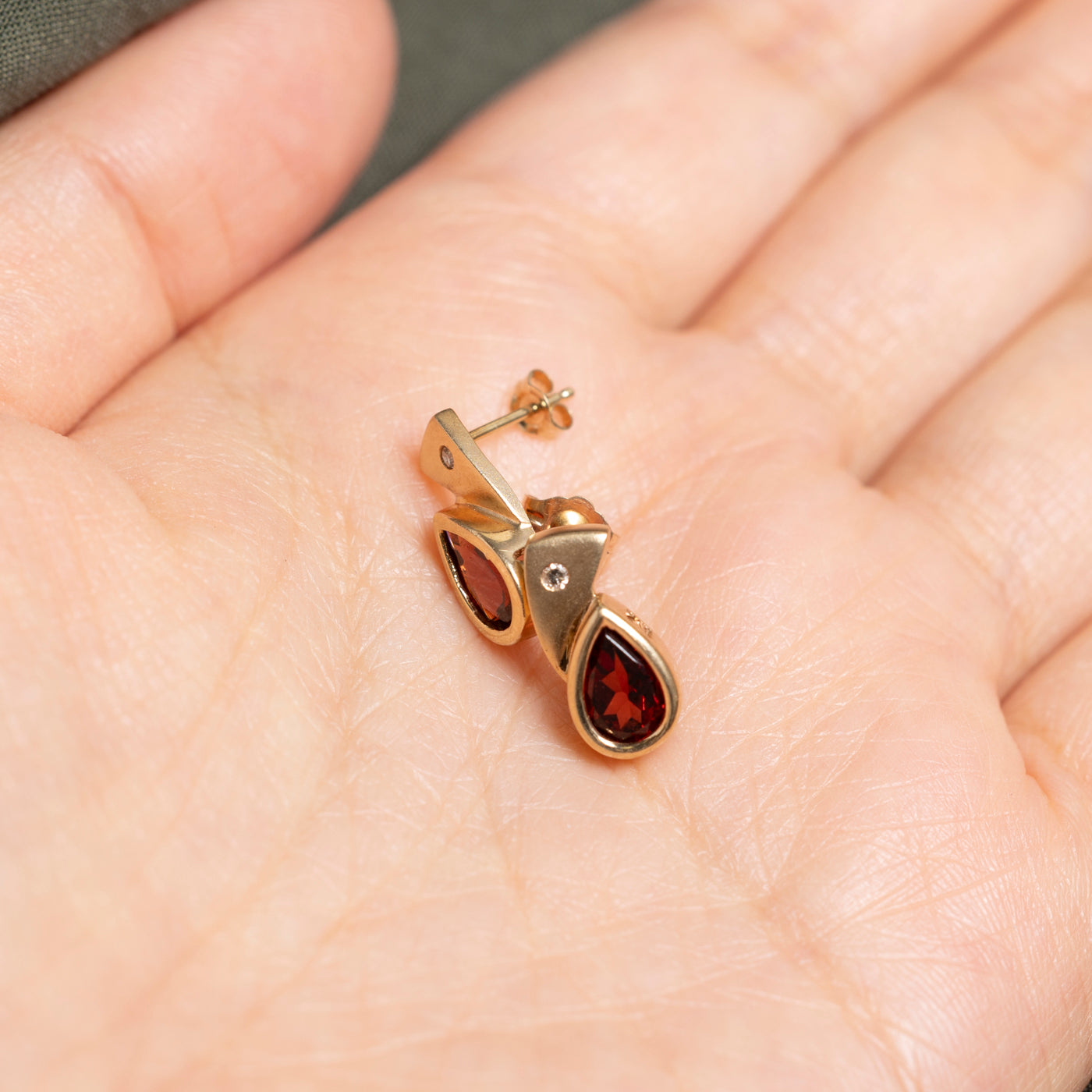Pear Cut Bezel Set Garnet Stud Earrings | 2.00ctw