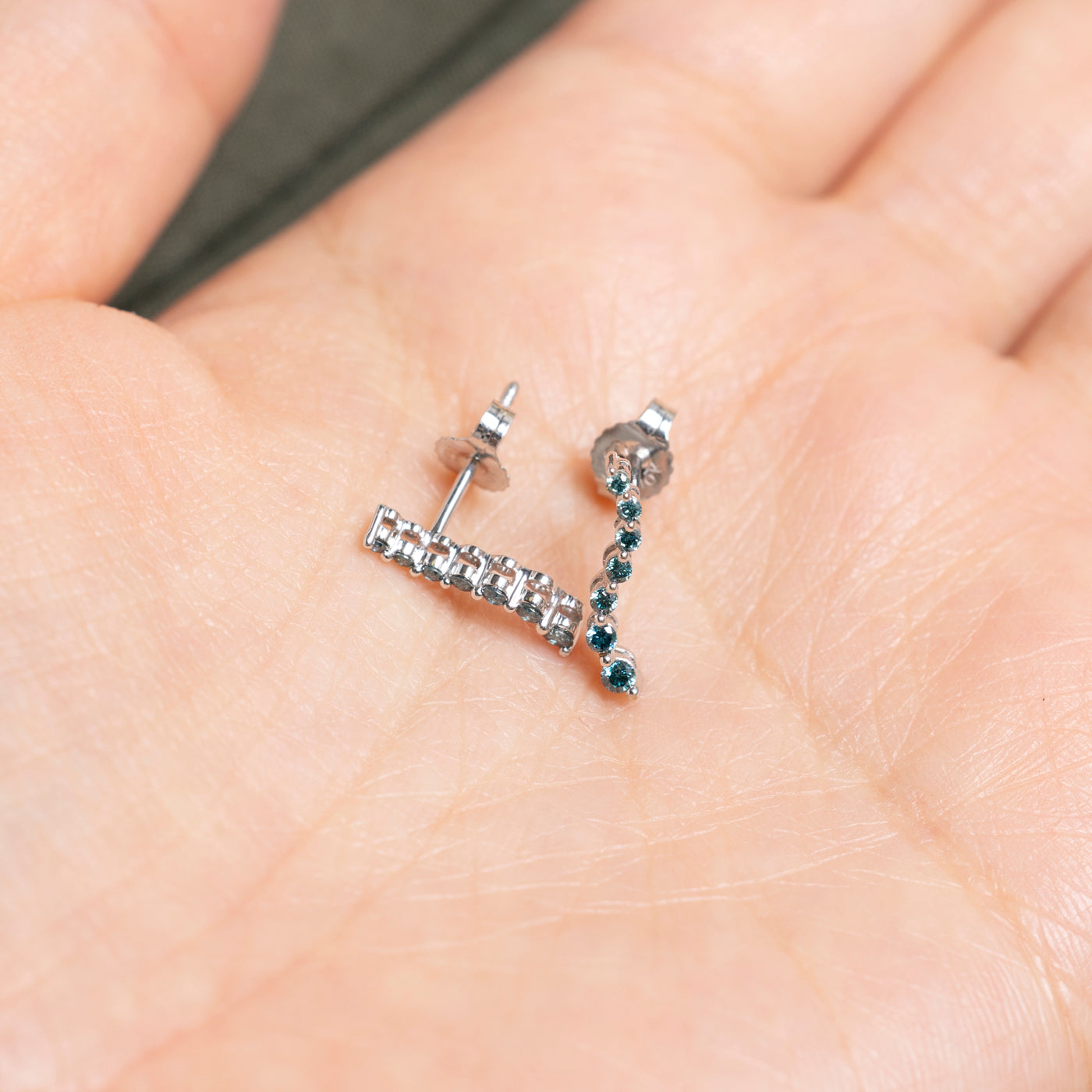 Blue Diamond Wave Stud Earrings | 0.25ctw