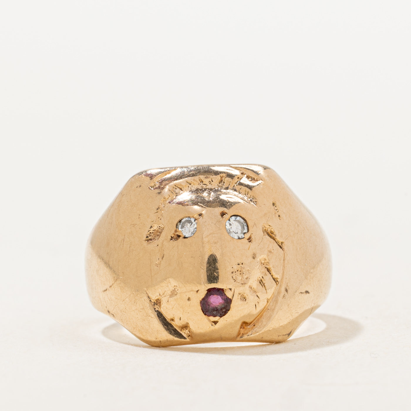 Ruby & Diamond Animal Head Ring | 0.03ctw | SZ 6.0 |