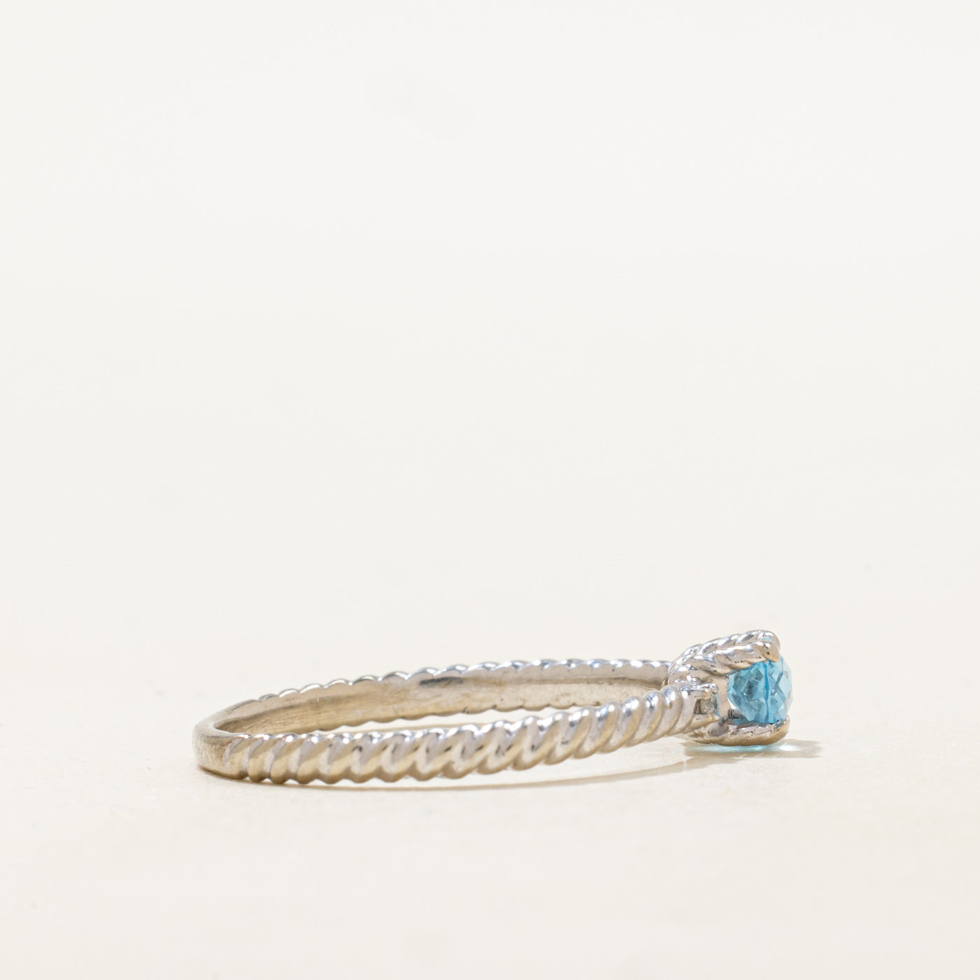 East West Checkerboard Cut Blue Topaz Ring | 0.35ct | SZ 8.5 |