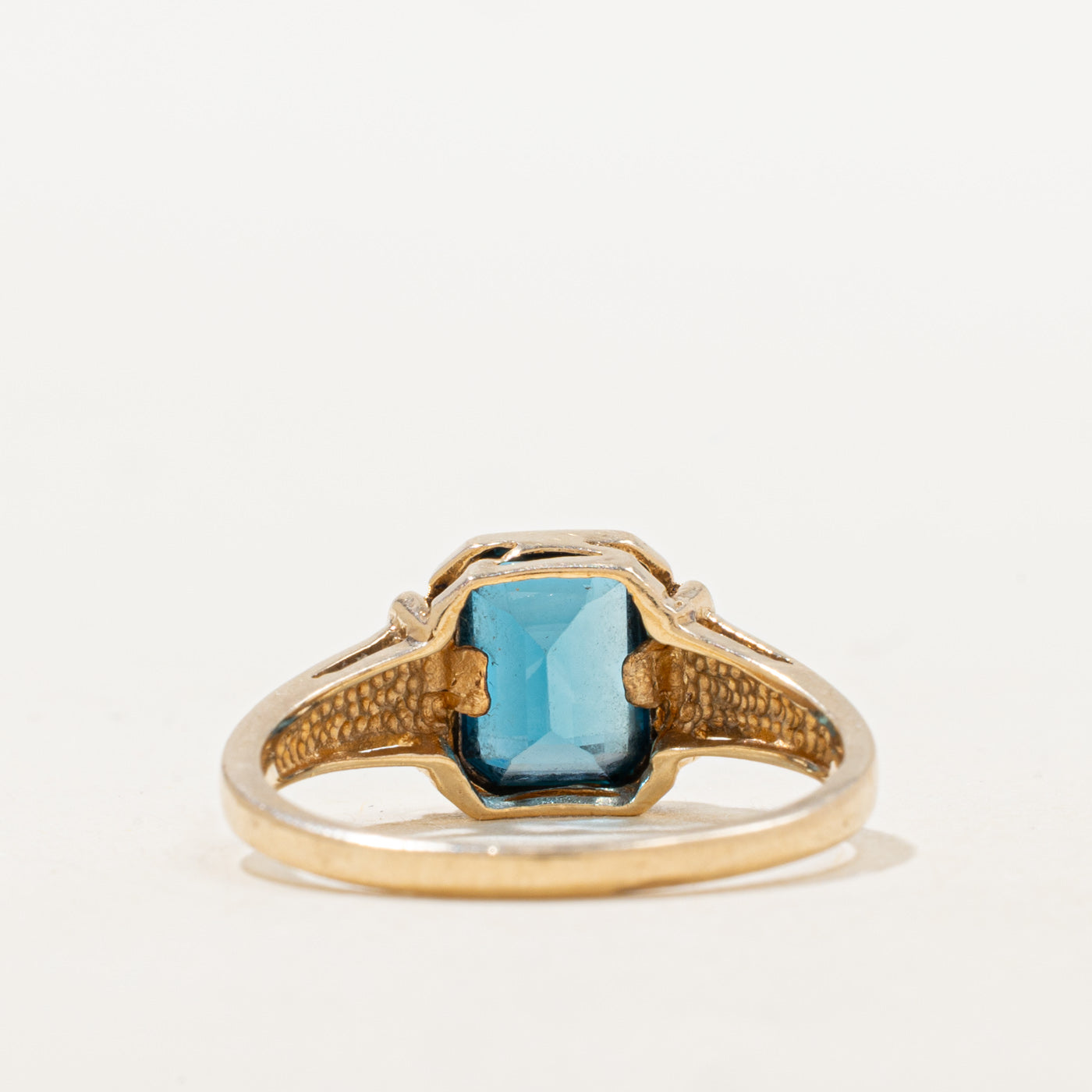Bezel Set Emerald Cut Blue Topaz Ring | 1.3ct | SZ 7.5 |