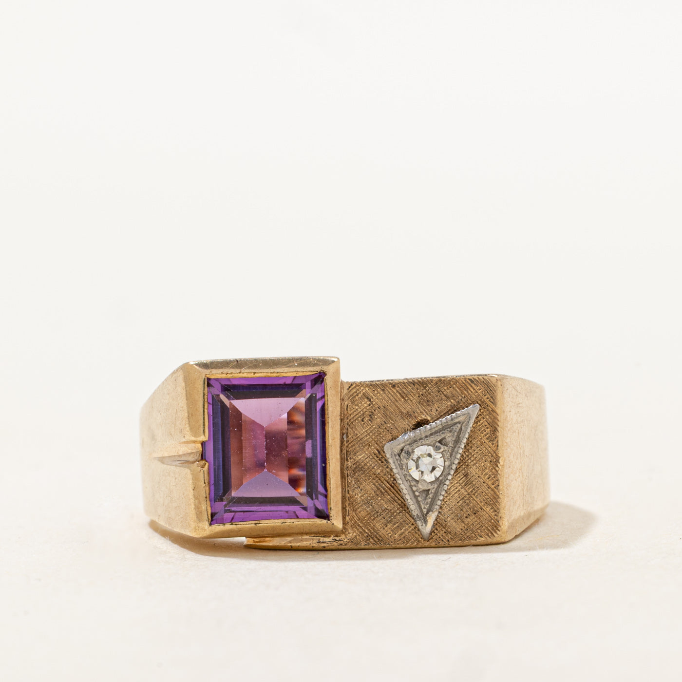 Bezel Set Synthetic Sapphire & Diamond Signet Ring | 2.04ct, 0.01ct | SZ 9.25 |