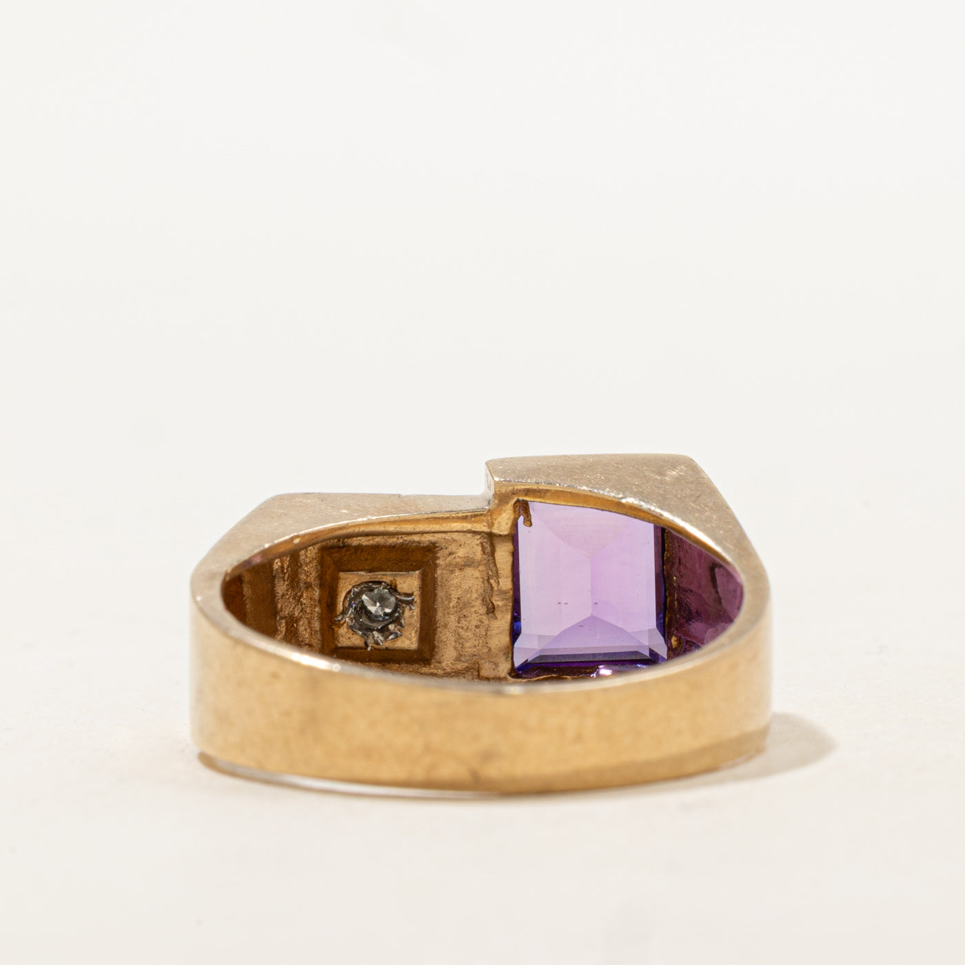 Bezel Set Synthetic Sapphire & Diamond Signet Ring | 2.04ct, 0.01ct | SZ 9.25 |