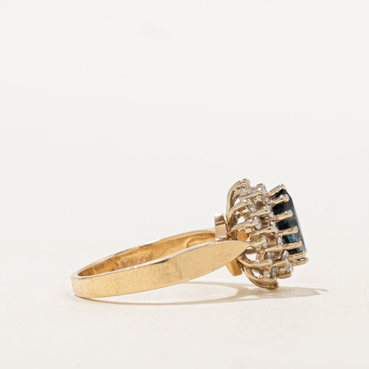 Marquise Cut Sapphire & Diamond Petal Halo Ring | 0.43ct, 0.24ctw | SZ 4.5 |