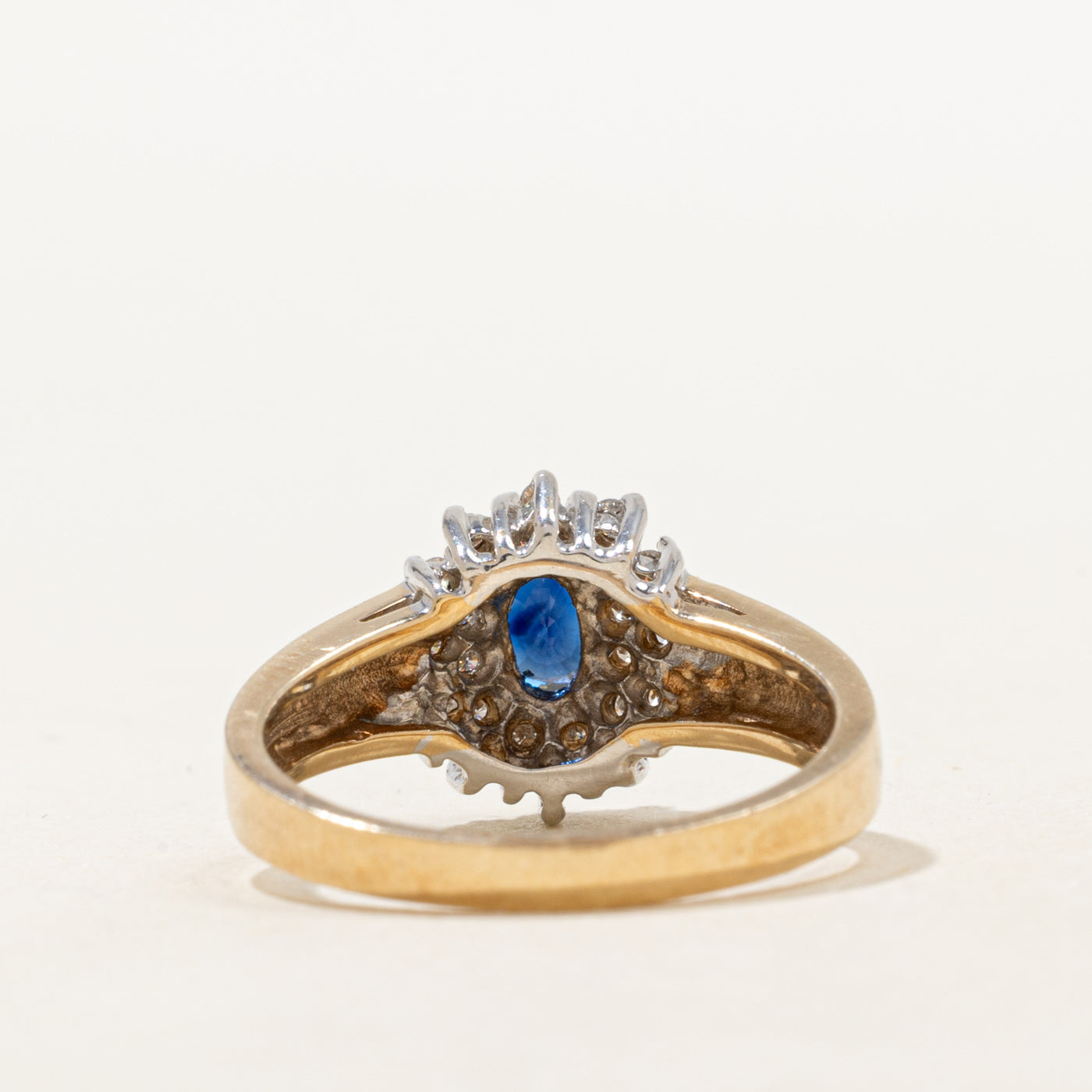 Oval Cut Sapphire & Diamond Cluster Halo Ring | 0.4ct | 0.12ctw | SZ 6.25 |