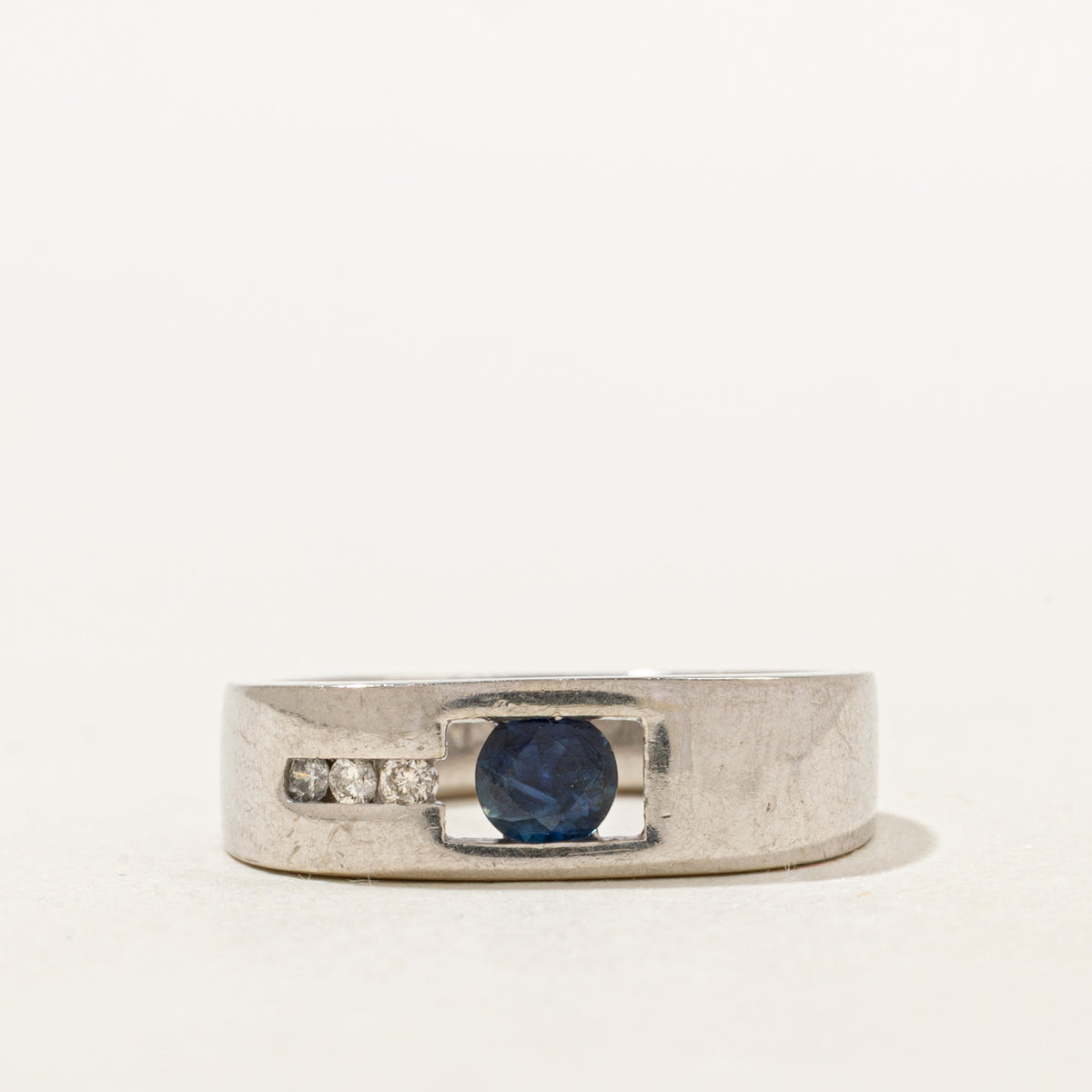 Channel Set Sapphire & Diamond Band | 0.29ct, 0.03ctw | SZ 6.5