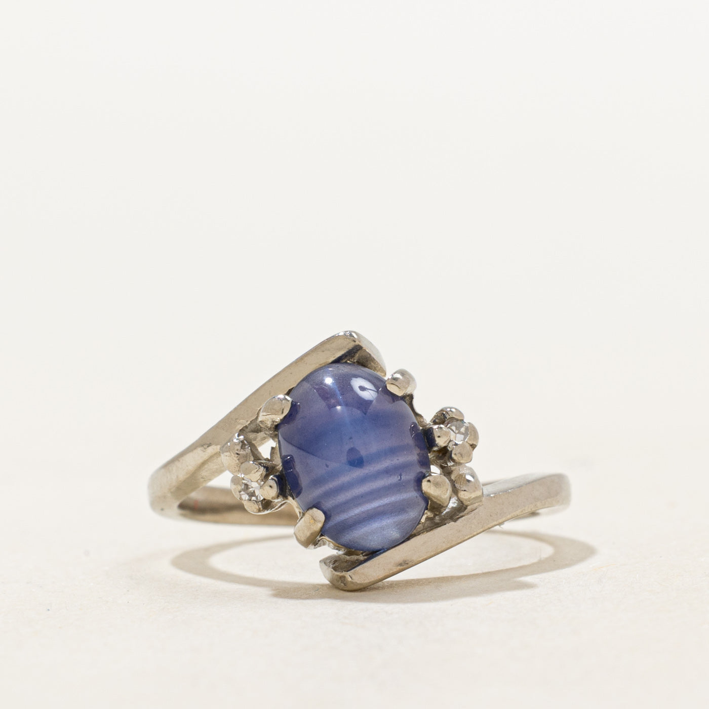Synthetic Sapphire & Diamond Bypass Ring | 1.53ct, 0.01ctw | SZ 4.5 |