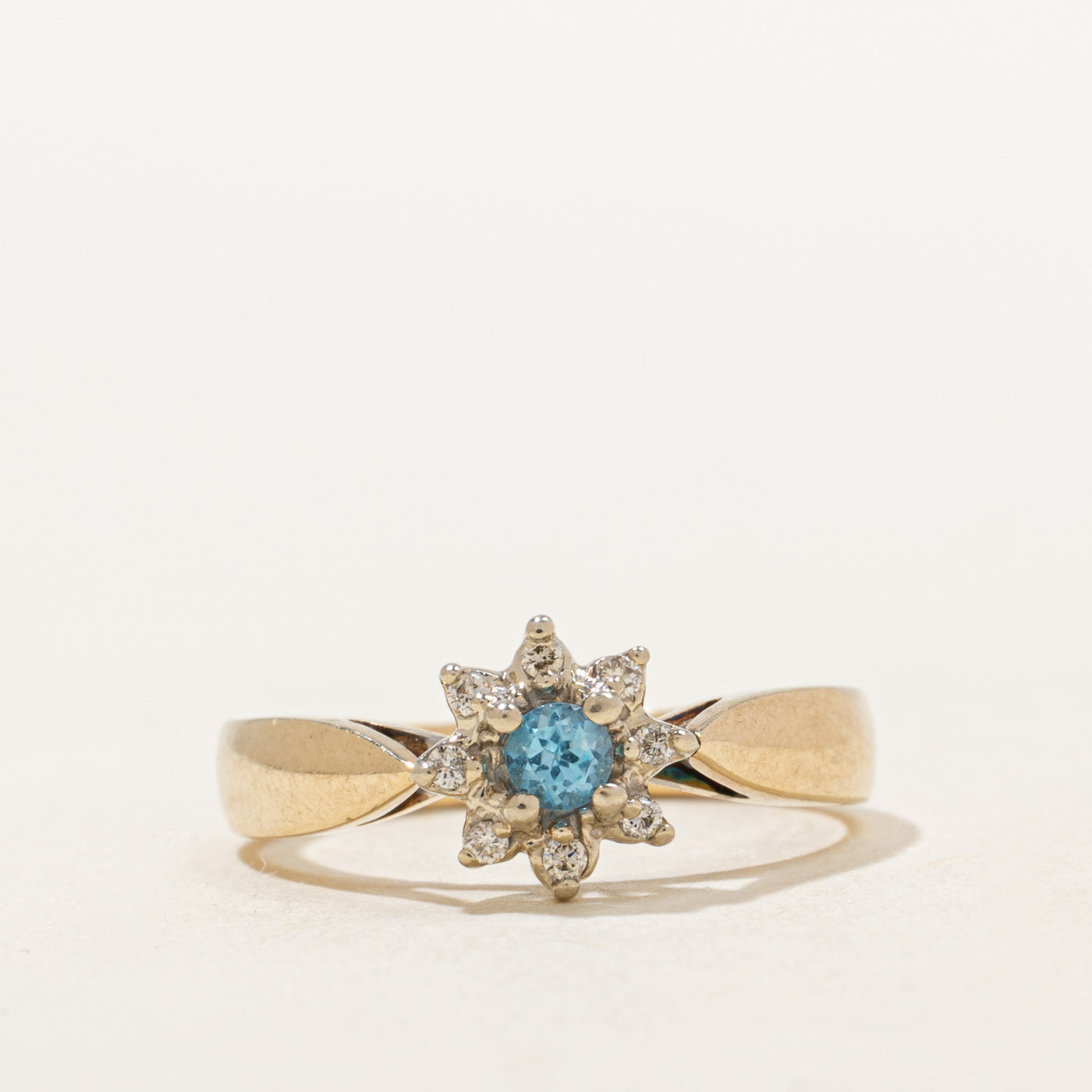 Blue Topaz & Diamond  Petal Ring | 0.11ct, 0.04ctw | SZ 6.5 |