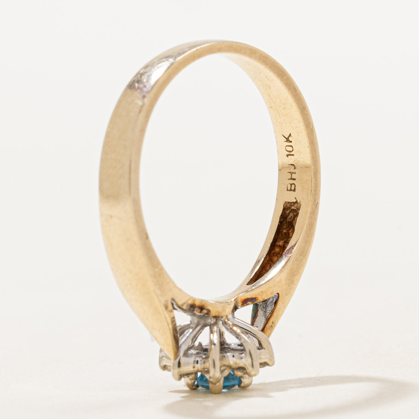 Blue Topaz & Diamond  Petal Ring | 0.11ct, 0.04ctw | SZ 6.5 |