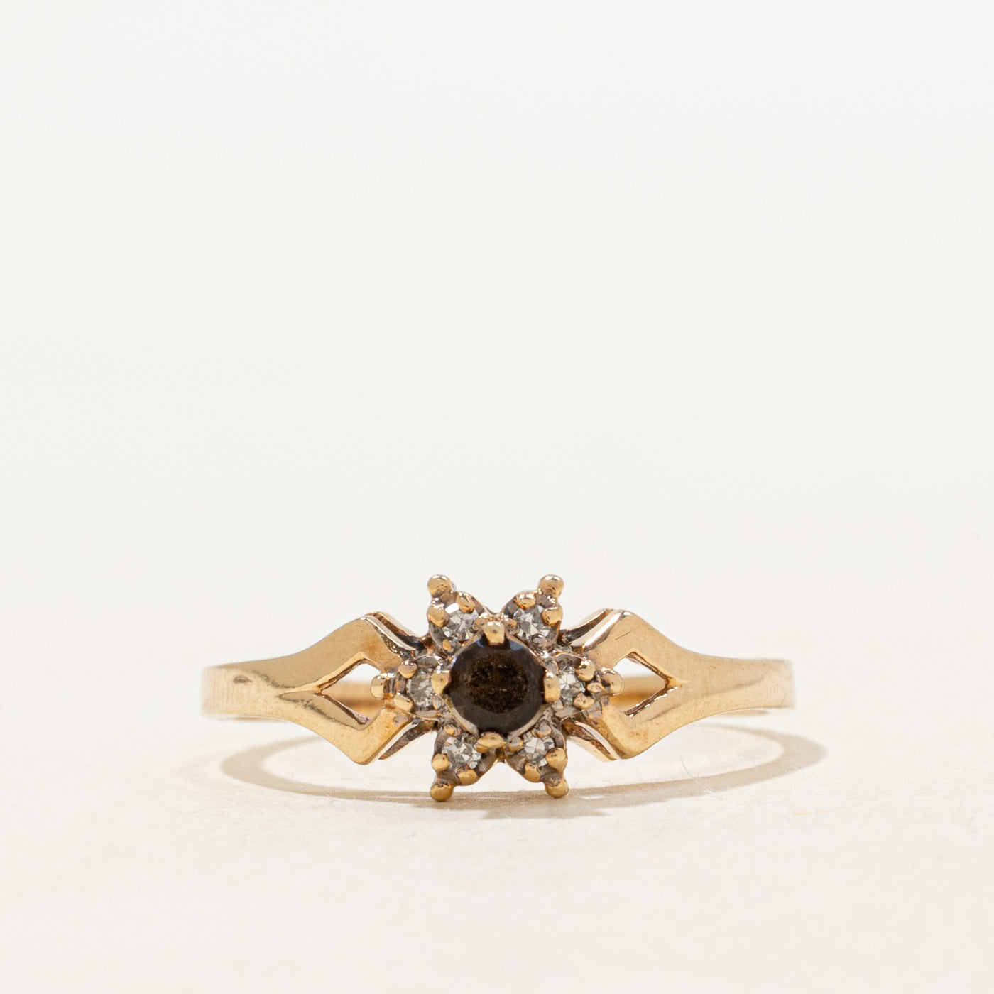 Smoky Quartz & Diamond Petal Geometric Ring | 0.08ct, 0.03ctw | SZ 7.0 |