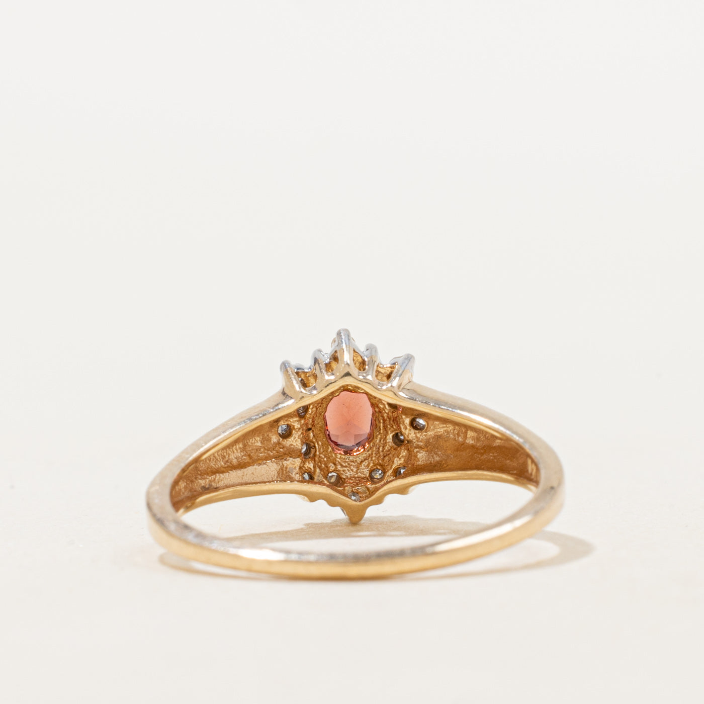 Oval Cut Garnet & Diamond Petal Halo Ring | 0.17ct, 0.03ctw | SZ 6.75 |