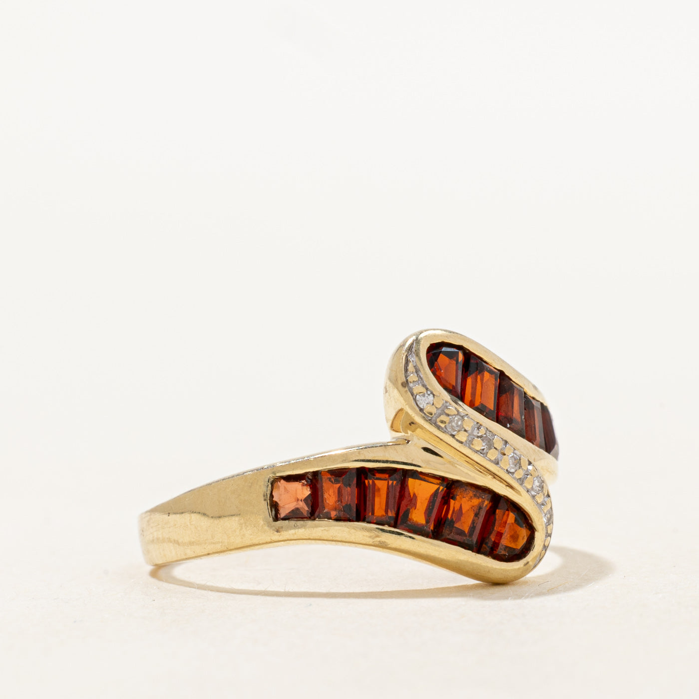 Garnet & Diamond Waterfall Bypass Ring | 0.9ctw, 0.03ctw | SZ 8.5 |