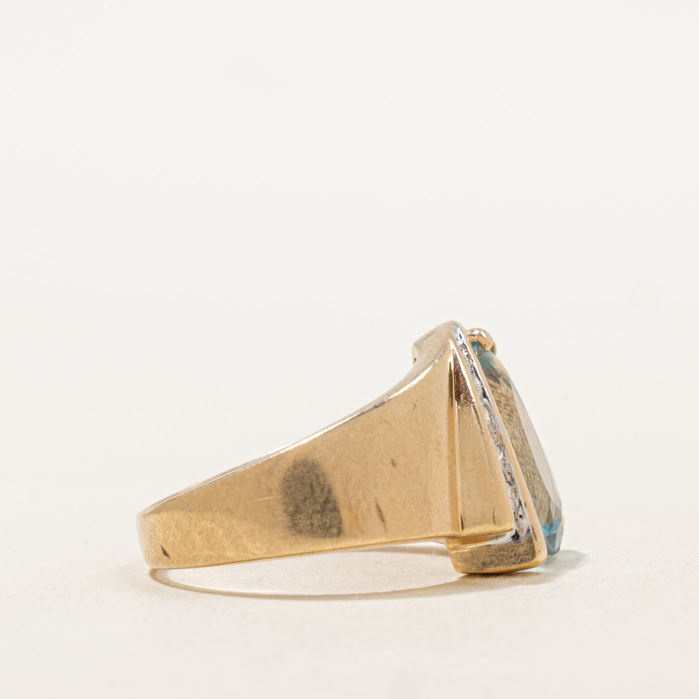 Pear Cut Blue Topaz & Diamond Cocktail Ring | 2.98ct, 0.09ctw | SZ 6.5 |