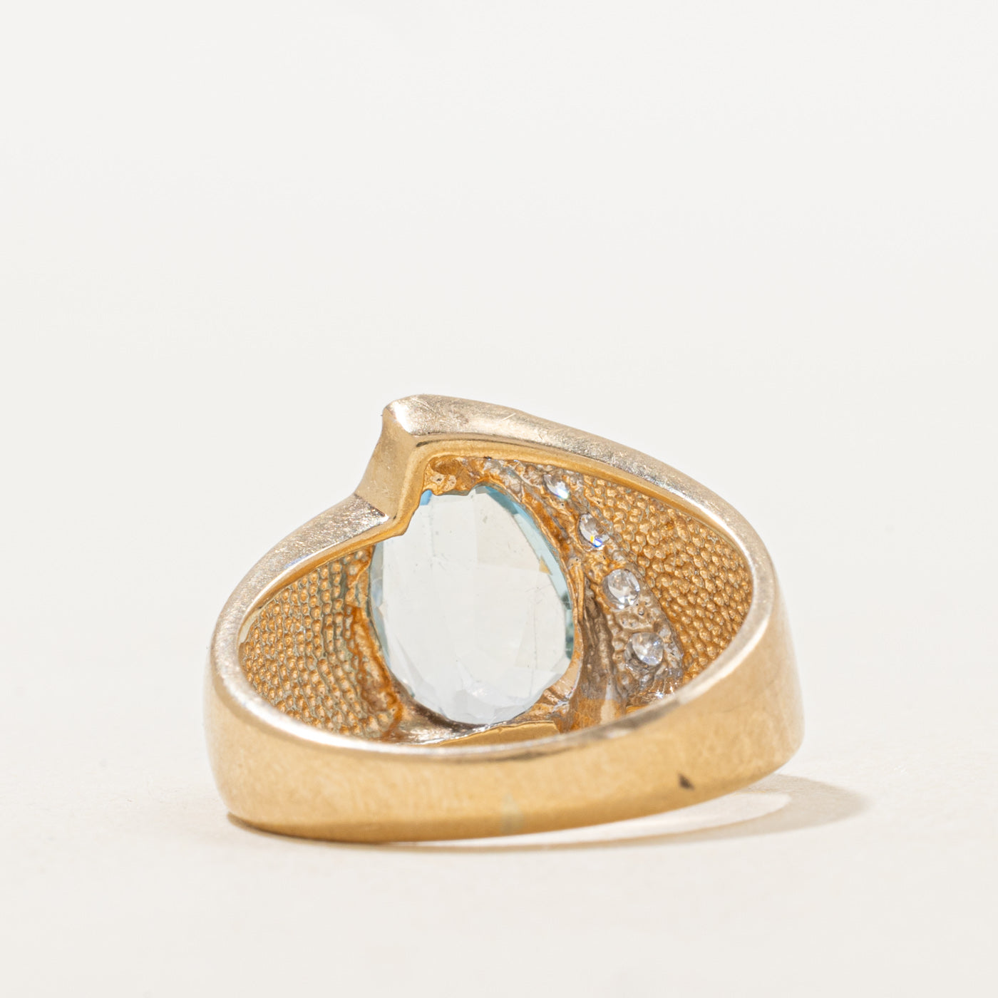 Pear Cut Blue Topaz & Diamond Cocktail Ring | 2.98ct, 0.09ctw | SZ 6.5 |