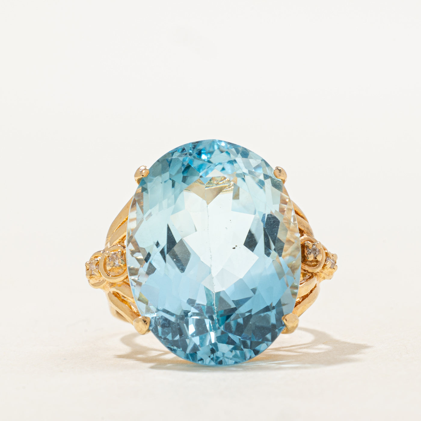 Blue Topaz & Diamond Cocktail Ring | 21.07ct, 0.01ctw | SZ 5.25 |