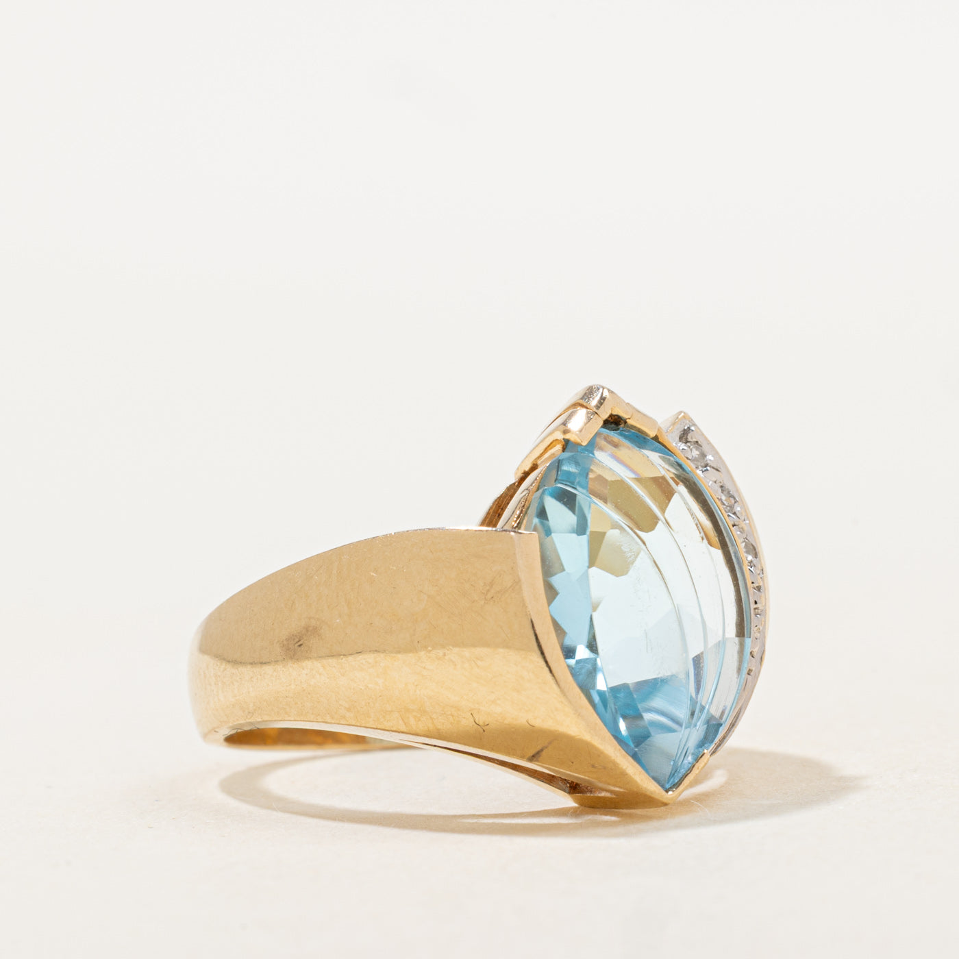 Blue Topaz & Diamond Cocktail Ring | 4.2ct, 0.01ctw | SZ 7.0 |