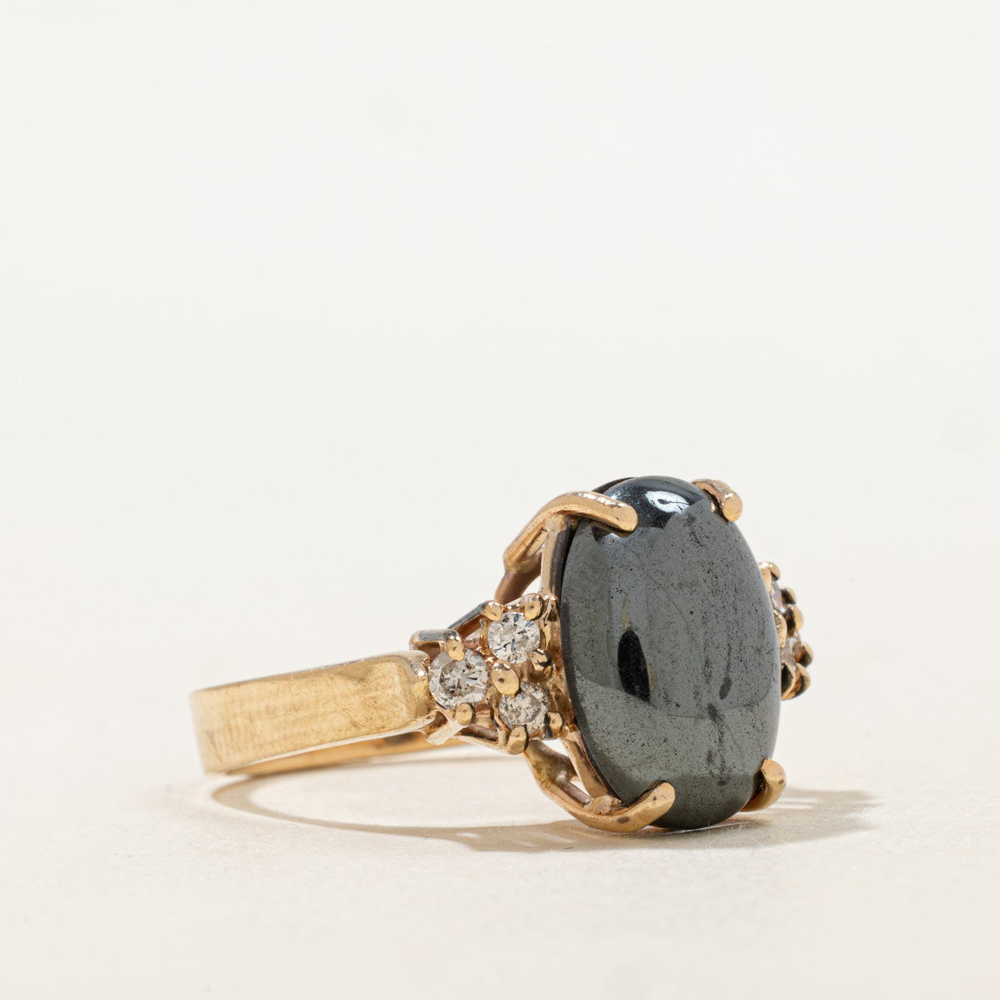 Hematite & Diamond Accented Ring | 6.5ct, 0.16ctw | SZ 7.5 |