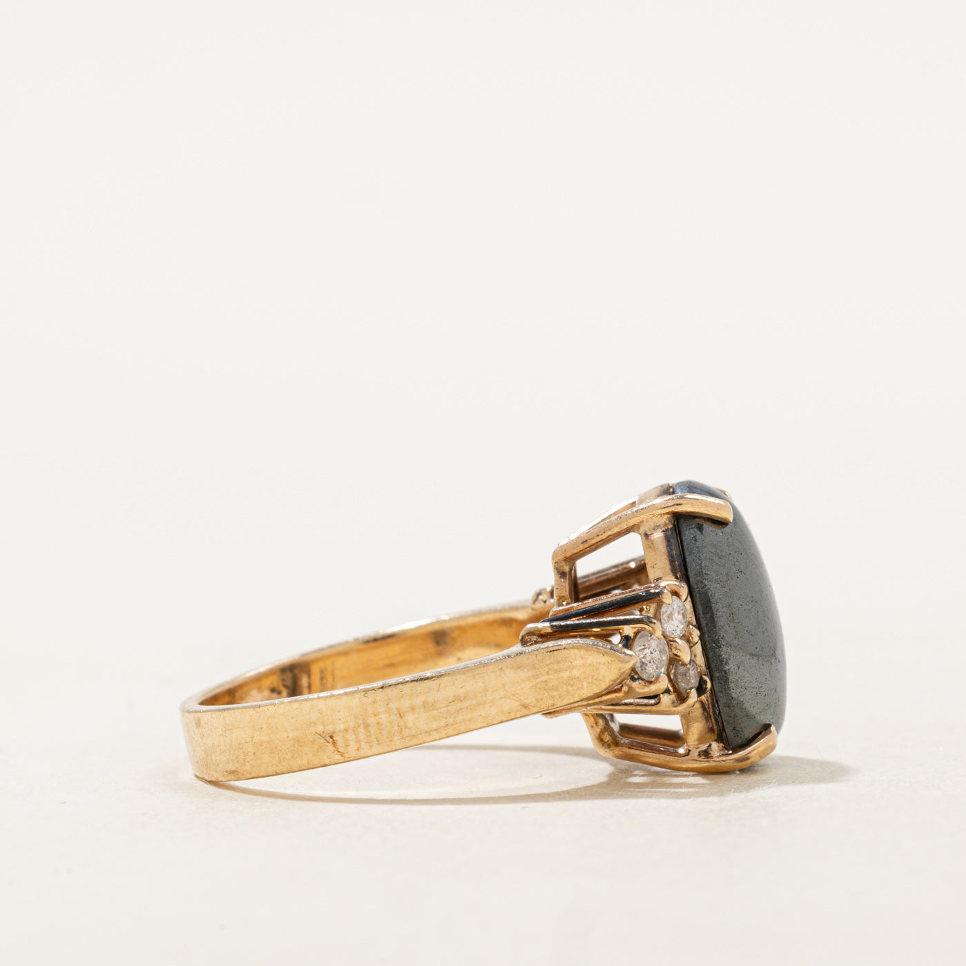 Hematite & Diamond Accented Ring | 6.5ct, 0.16ctw | SZ 7.5 |